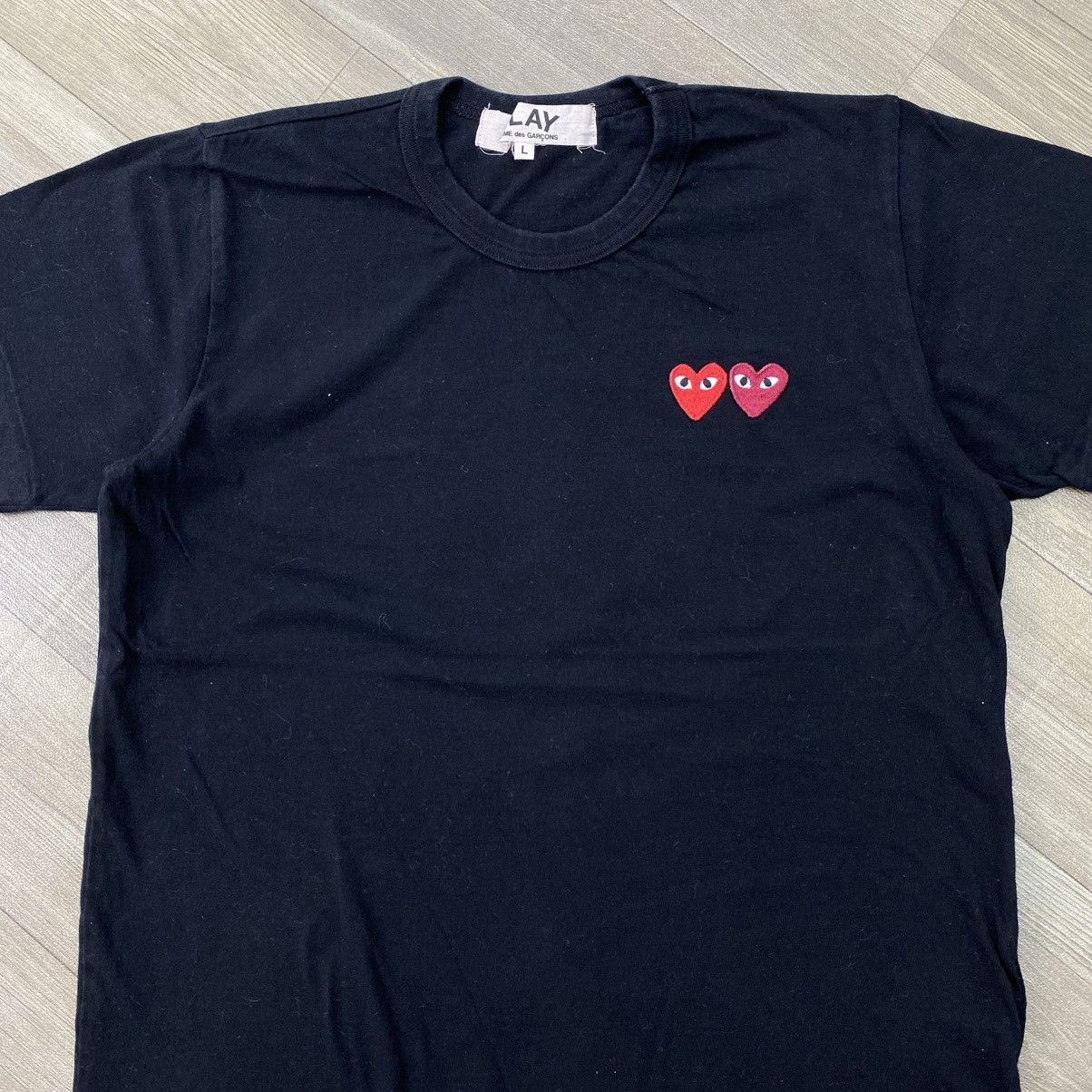 Comme des Garcons PLAY AD2018 Comme Des Garcons Play Double Small Heart CDG Tee Size US M / EU 48-50 / 2 - 2 Thumbnail