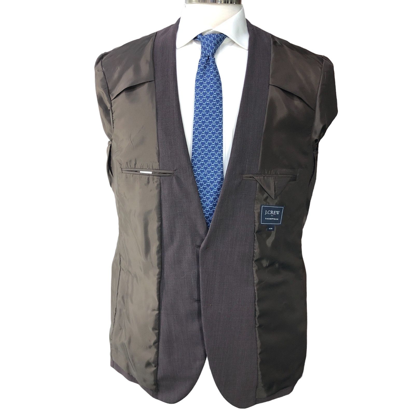 J.Crew J Crew Factory Mens Size 40R Thompson Sport Coat Wool Brown Size 40R - 13 Thumbnail