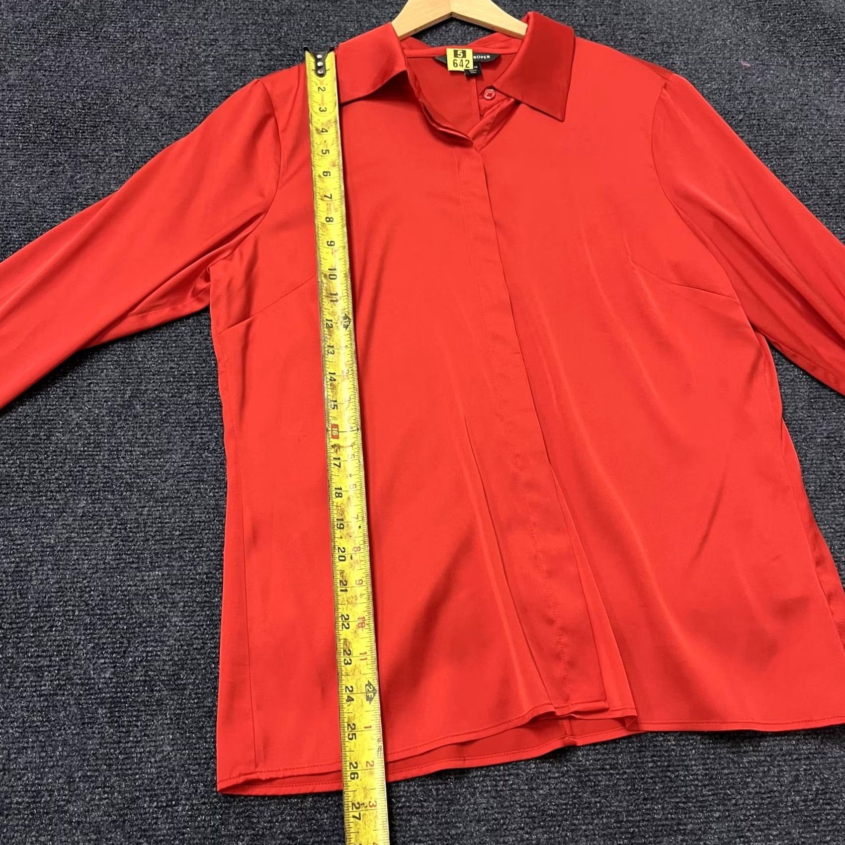 Roper Roper Womens 14 Red Long Sleeve Button Front Western Dressy Shirt Top Size XL / US 12-14 / IT 48-50 - 6 Thumbnail