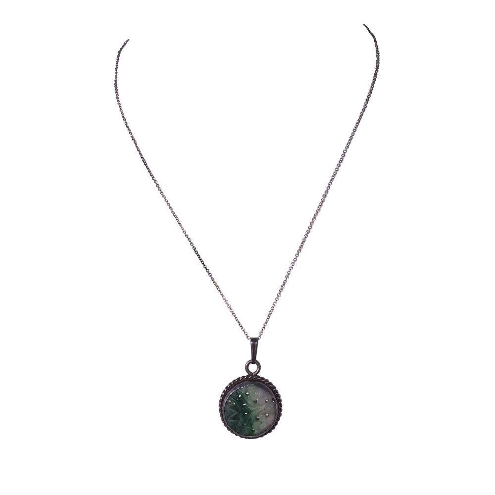 Designer Chinese Carved Jadeite Sterling Pendant and Necklace Size ONE SIZE - 2 Thumbnail