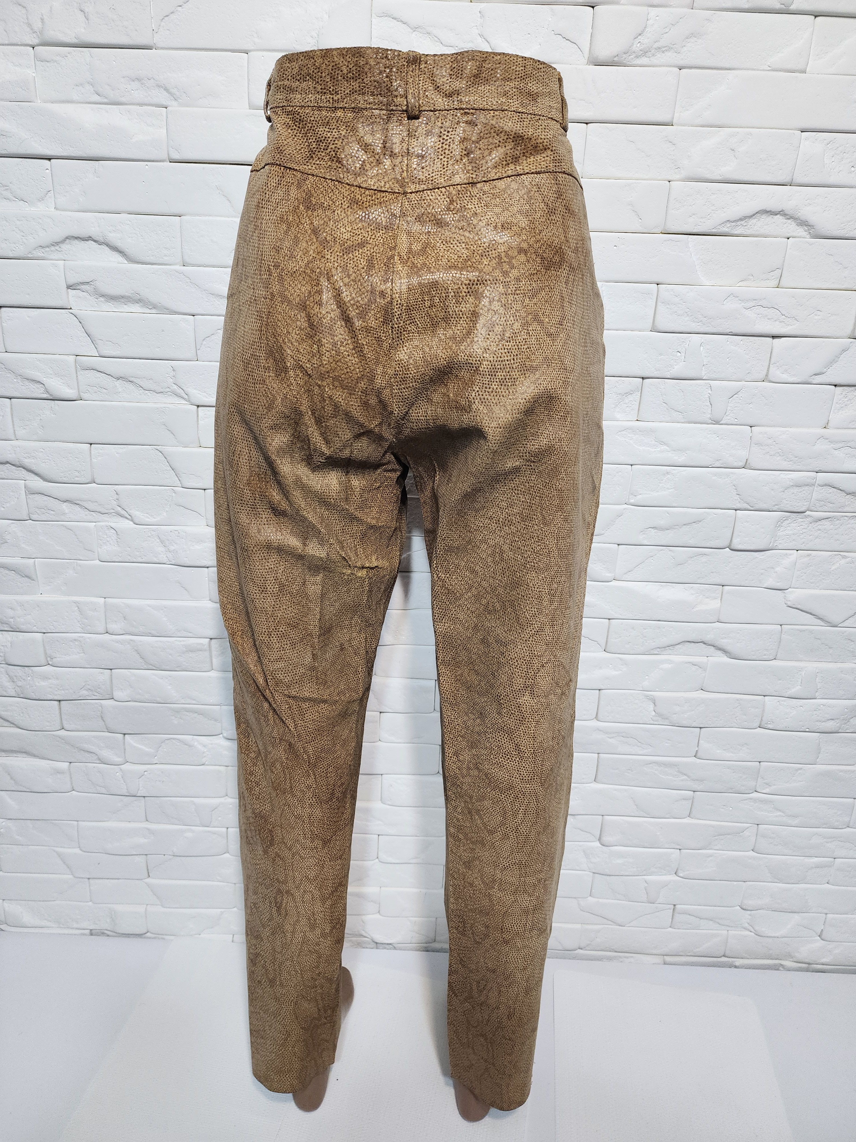 Genuine Leather Brown women's leather pants. Size 30" / US 8 / IT 44 - 5 Thumbnail