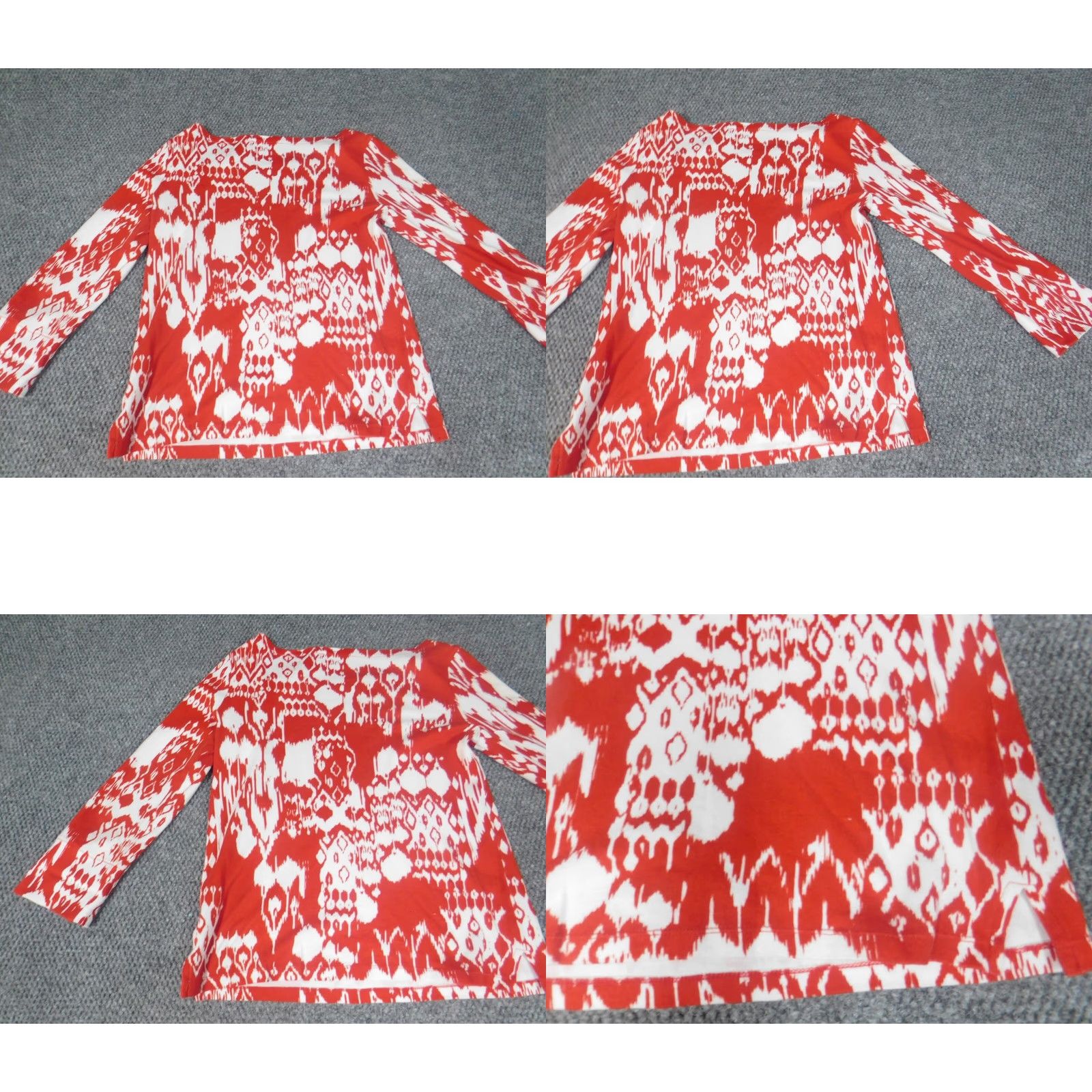 Jones New York Jones New York Blouse Shirt Womens S Red Geometric Classic Cotton Stretch Crew Neck Pullover Cap Sleeve Vintage No Size S / US 4 / IT 40 - 8 Thumbnail