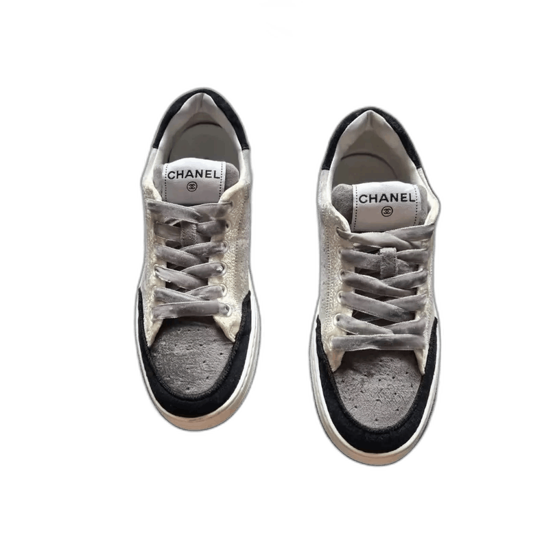 Chanel Chanel Gray Black Velvet Sneakers Size 37 -2505 Size US 7 / IT 37 - 1 Thumbnail