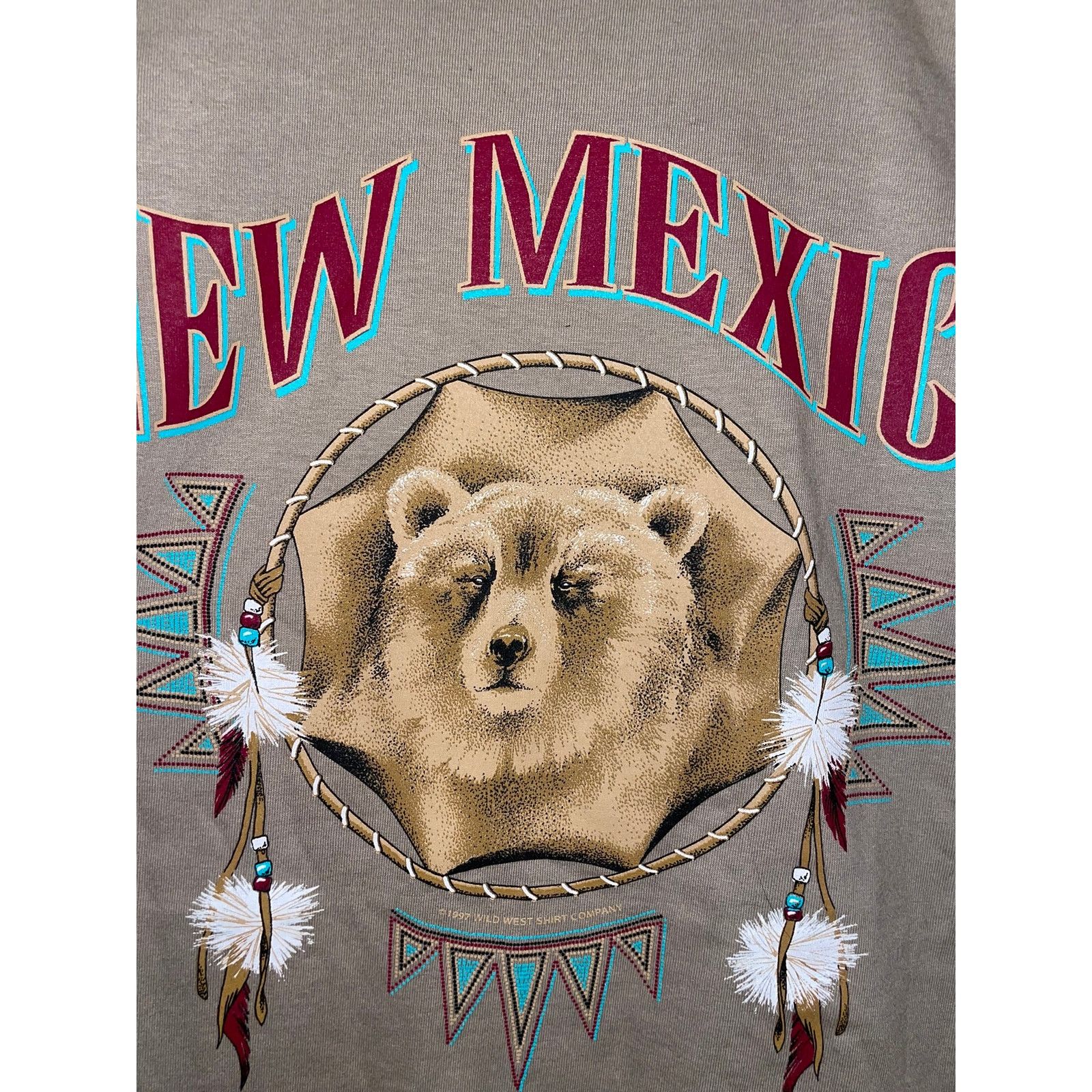 Jerzees Vintage Bear Shirt New Mexico Native American Brown Tee 90s Size US L / EU 52-54 / 3 - 2 Thumbnail