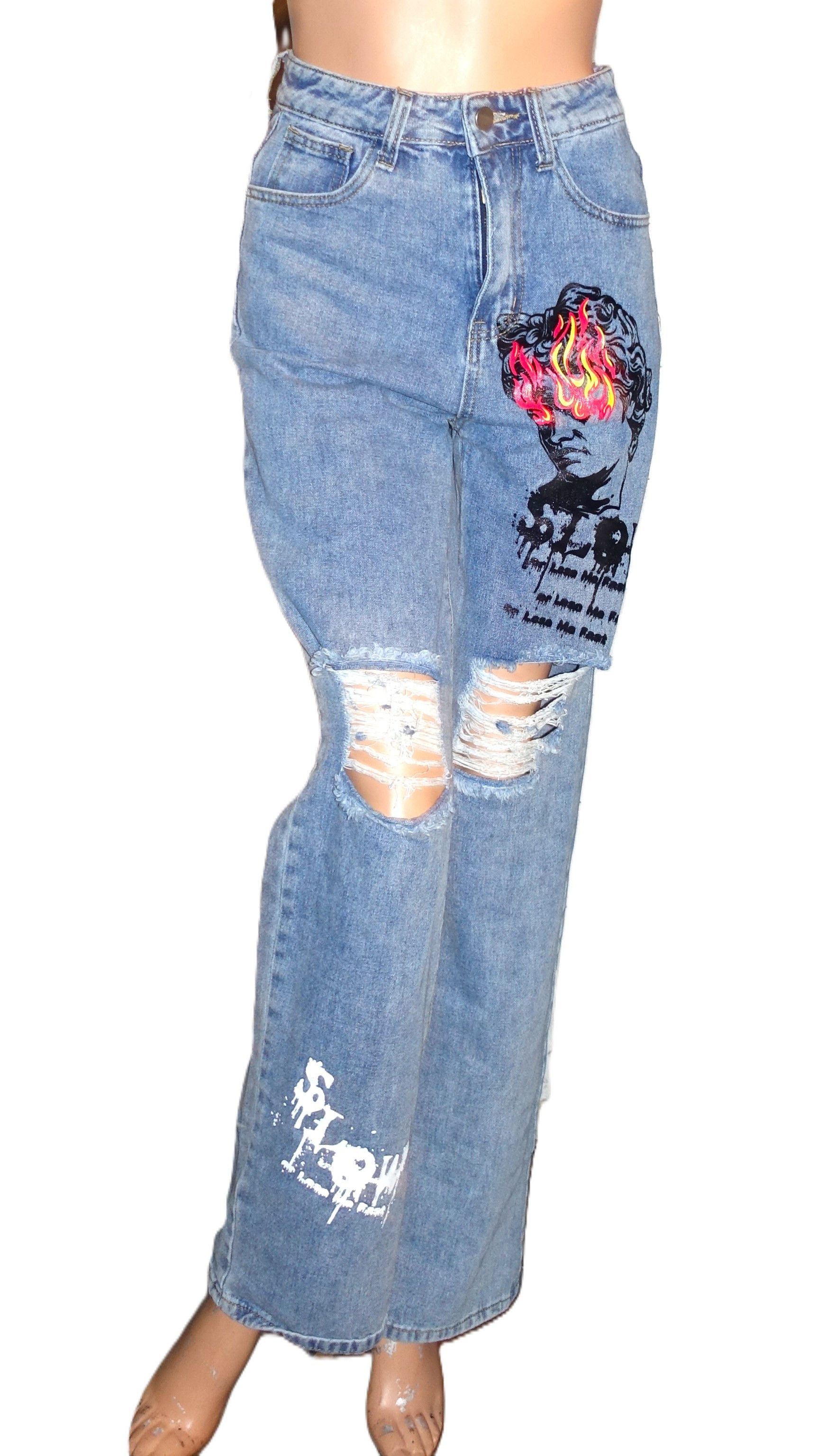 Shein Shein High Waist Frayed Ripped Jeans 2 Size 25" / US 0 / IT 36 - 1 Thumbnail