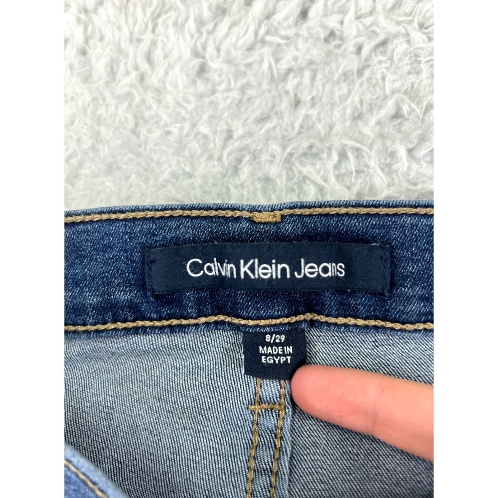 Calvin Klein Calvin Klein Jeans Women's Juniors 8 Blue Bootcut Distressed Denim High Rise Cotton 25x28 Size 30" / US 8 / IT 44 - 6 Thumbnail