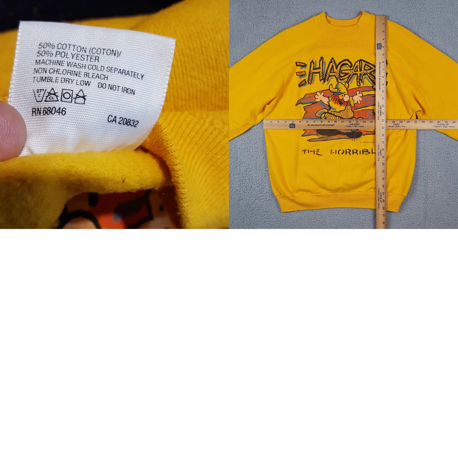 Tultex VINTAGE 90s Hagar The Horrible Cartoon Viking Sweatshirt Tultex Yellow L Pullover Crewneck Men Size US L / EU 52-54 / 3 - 8 Thumbnail