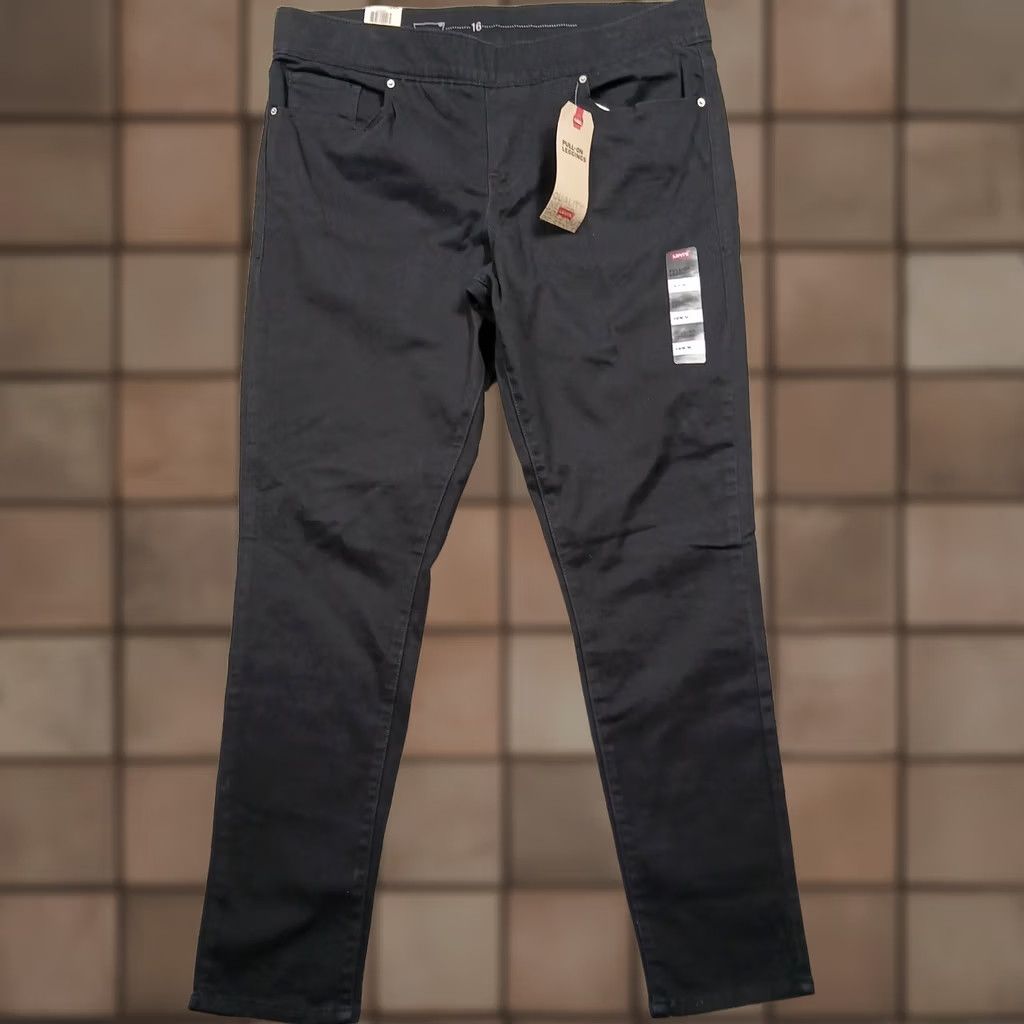 Levi's Levi's Women's Black Skinny Stretch Pull-On Jegging Pants 16W Mid Rise NWT Size 38" / US 16 / IT 52 - 1 Thumbnail