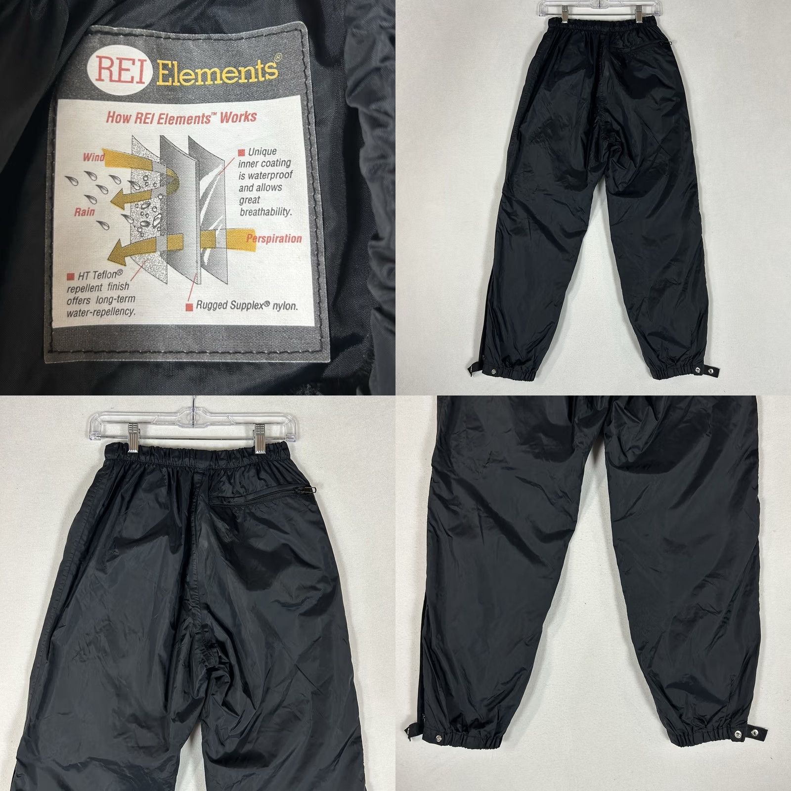 Vintage VINTAGE REI Elements Nylon Sweatpants Women's 10 Black Side Zip Leg Tapered Pockets Elastic Waist Sweatpants Mens? Size 32" / US 10 / IT 46 - 8 Thumbnail