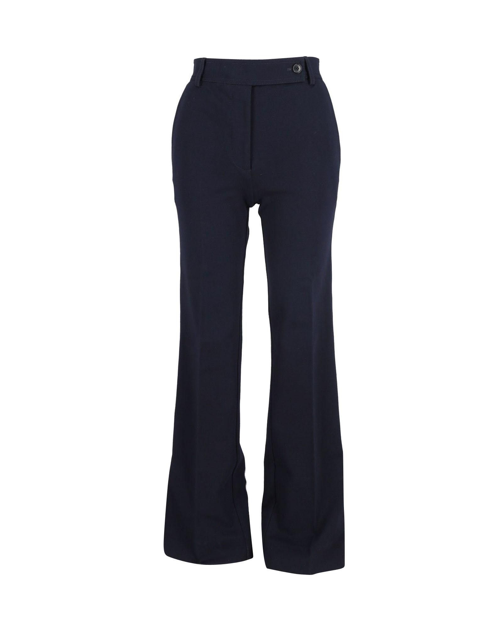 image of Flared Navy Blue Cotton Trousers By Victoria Beckham, Women's (Size 26)