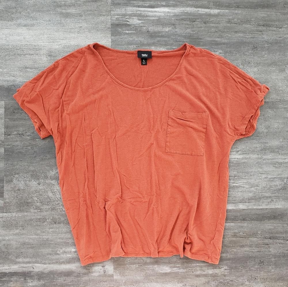 Designer Burnt Orange Mossimo Pocket Short Sleeve Size L / US 10 / IT 46 - 1 Thumbnail