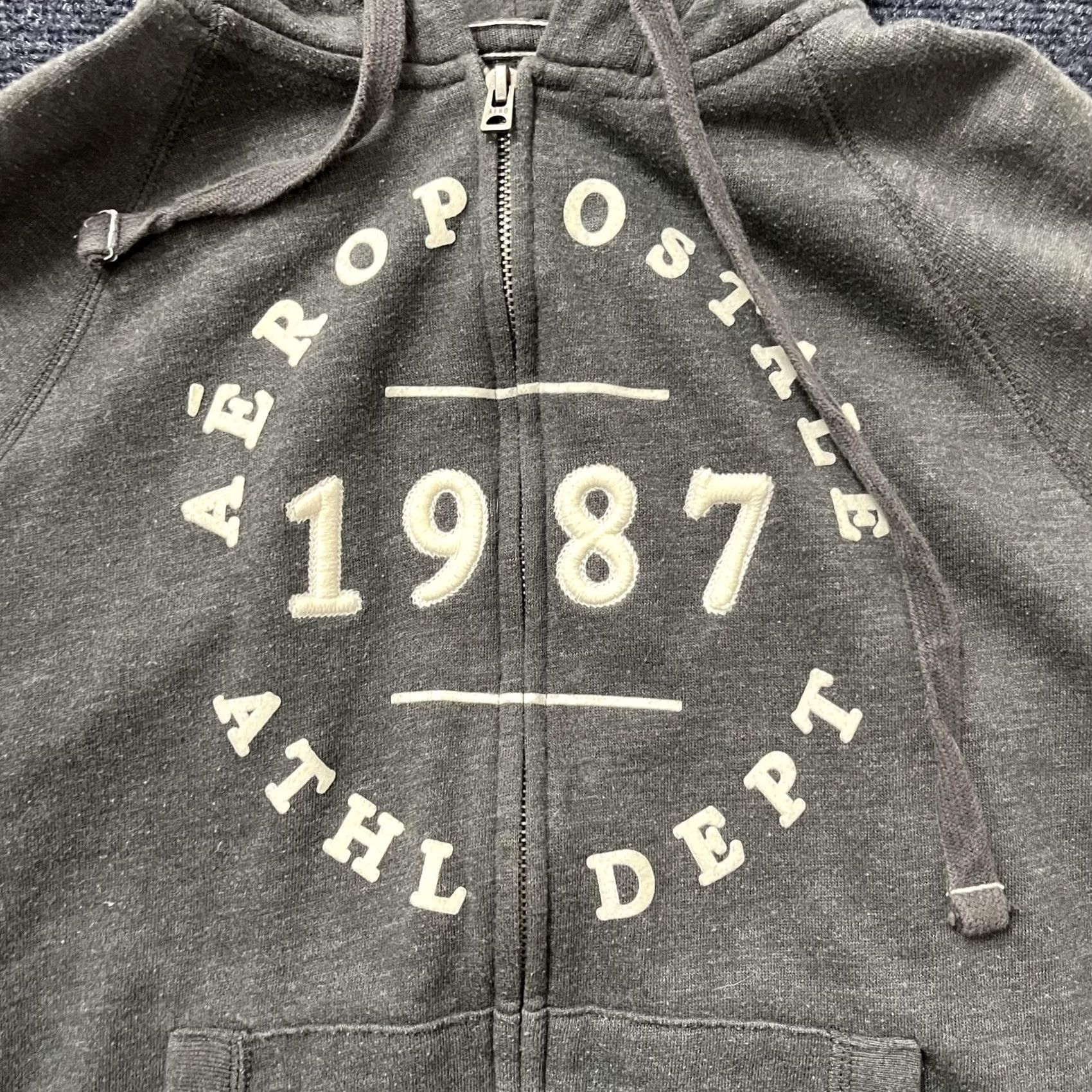 Aeropostale VINTAGE Aeropostale Hoodie Womens M Gray 1987 ATHL DEPT Full Zip Fleece Graphic Size M / US 6-8 / IT 42-44 - 2 Thumbnail