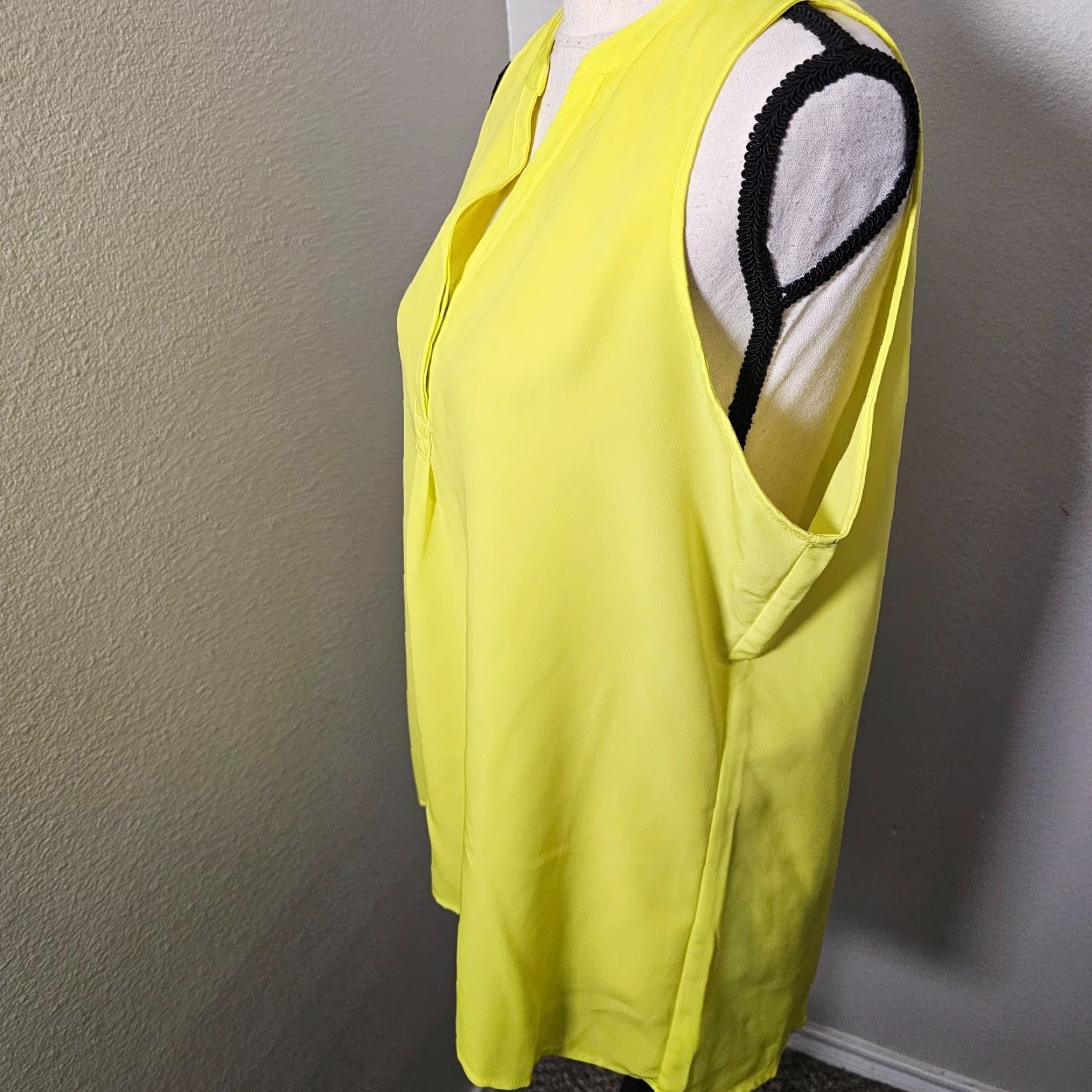 Vintage Crown & Ivy Tunic Blouse V-Neck Sleeveless Tie Dye Yellow L Summer Womens Size L / US 10 / IT 46 - 2 Thumbnail