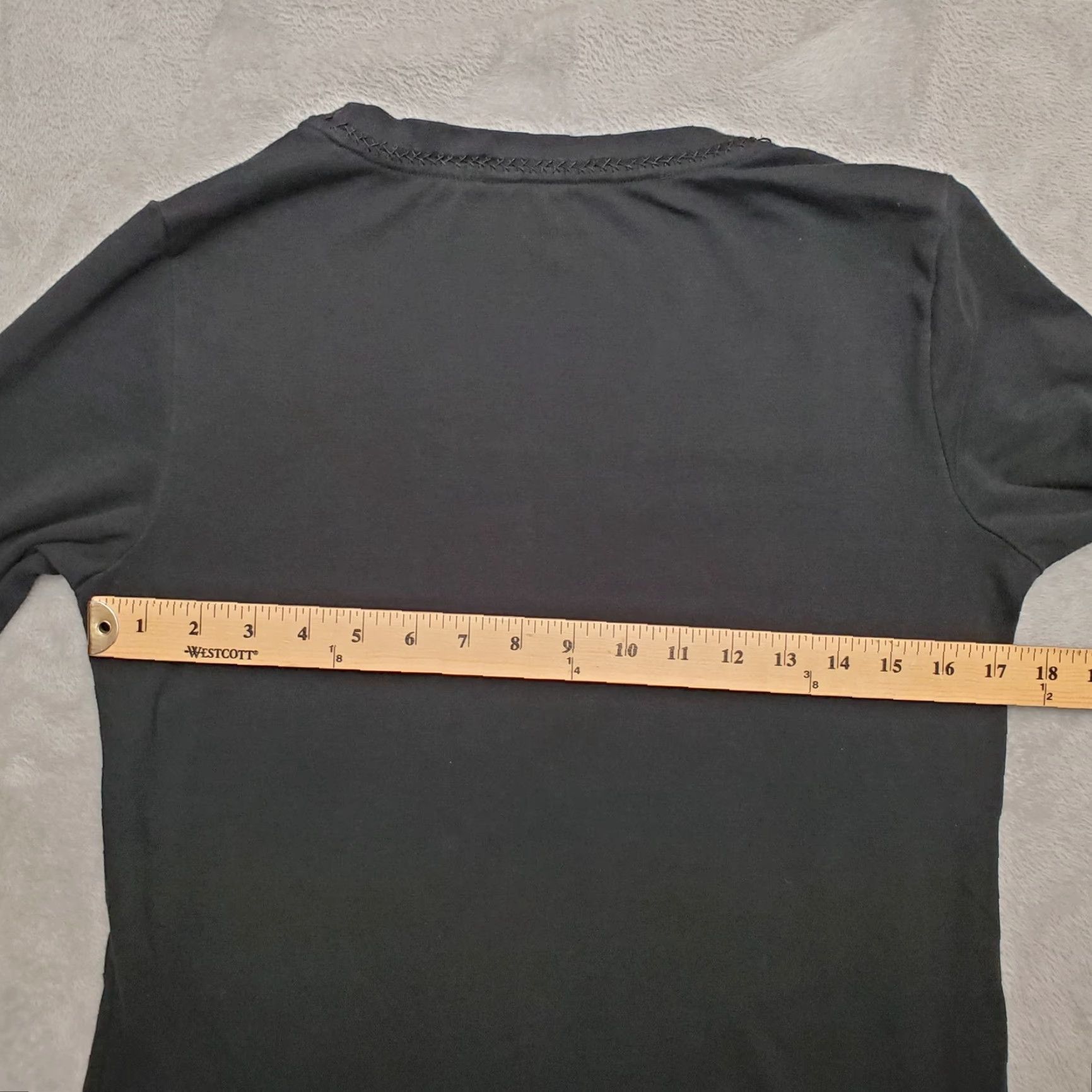 Vintage Chicos Shirt Women 8 Black Cotton Blend Long Sleeve Casual TEE Shirt Size M / US 6-8 / IT 42-44 - 7 Thumbnail