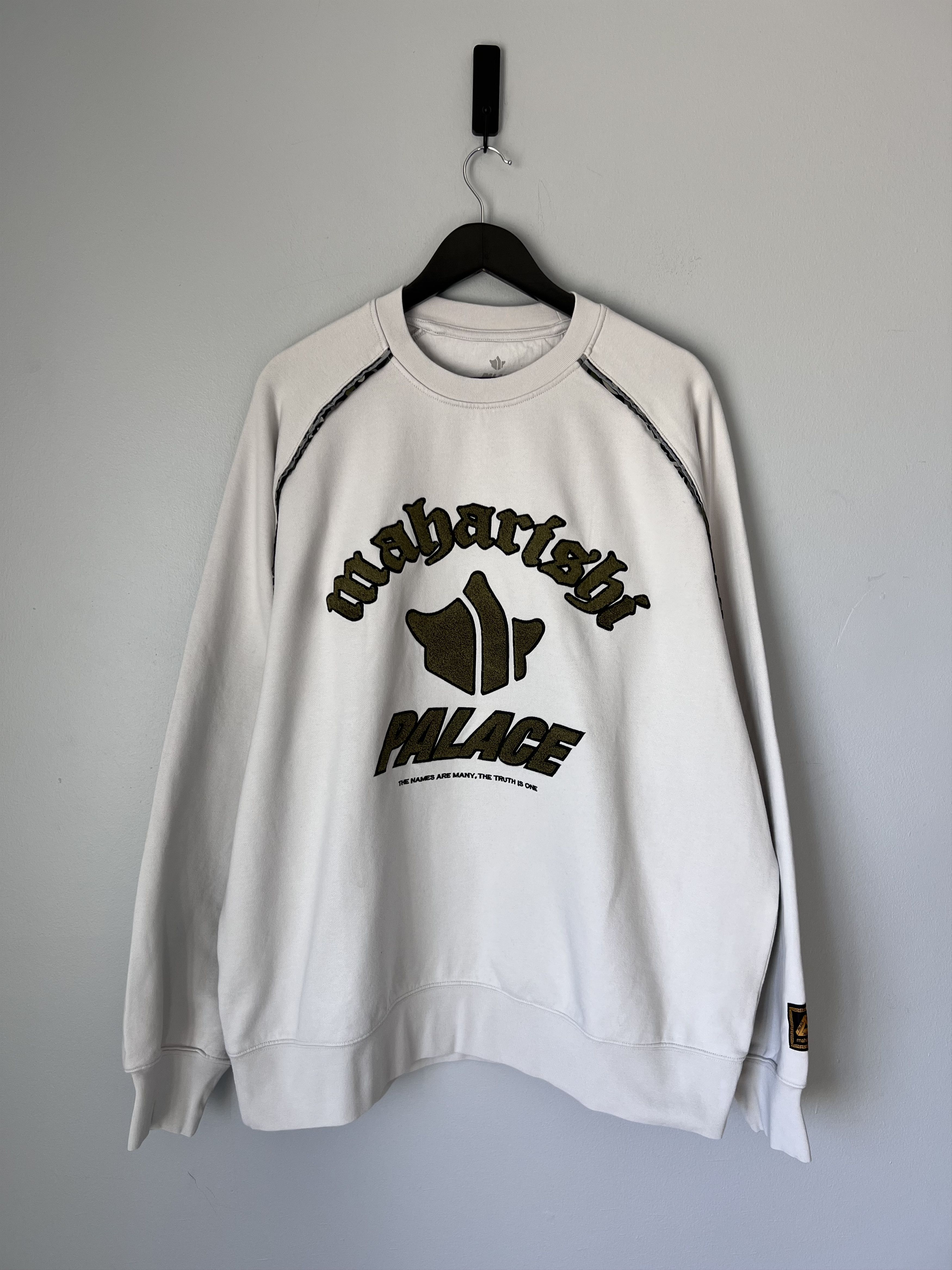 Palace Maharishi Temple Crewneck Sweatshirt in Stone