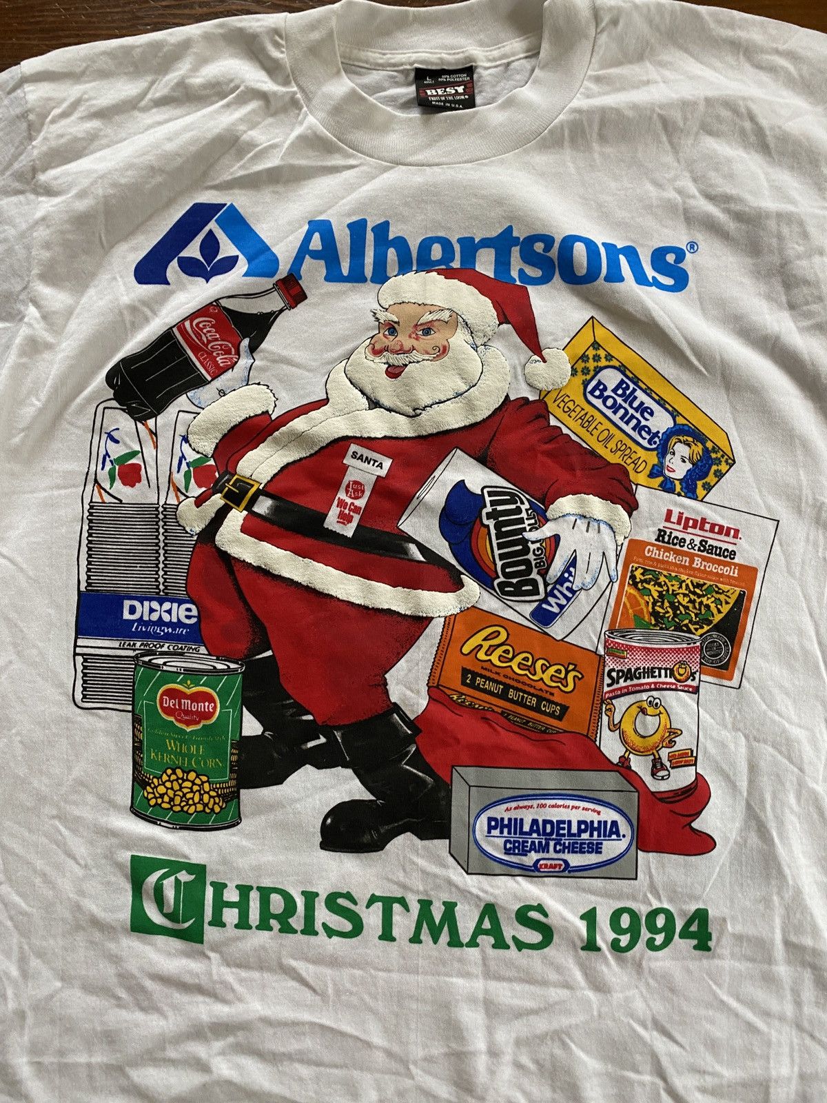 Vintage Vintage 1994 Albertsons Grocery Santa Xmas Single Stitch Tee Size US L / EU 52-54 / 3 - 9 Thumbnail
