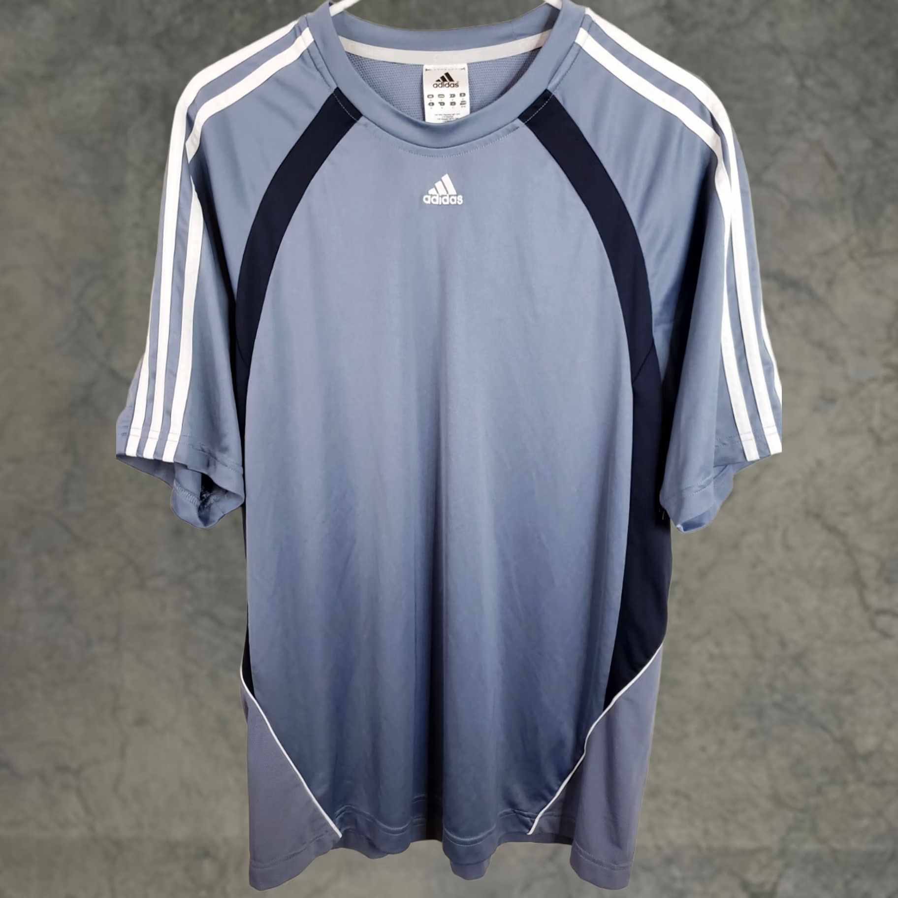 Adidas Adidas Men's M Blue Black SS 3 Stripe Tennis Golf Shirt Sports Workout Crewneck T-Shirt Athletic Plasma (Note: Pls ignore) Size US M / EU 48-50 / 2 - 1 Thumbnail