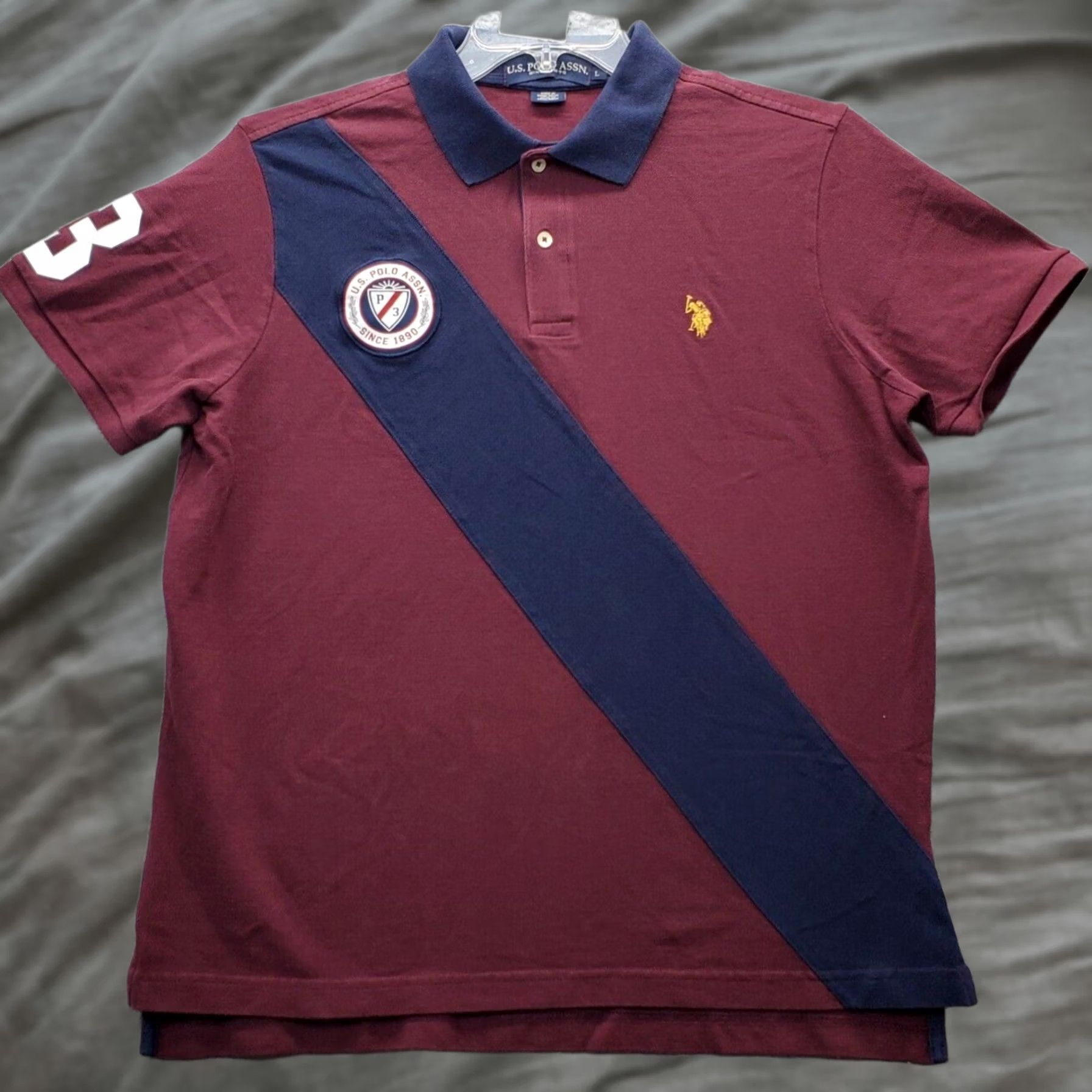 U.S. Polo Assn. U.S. Polo Assn. Polo Shirt Mens L Multicolor Pieced Sash Collared High Low Slit Short Sleeve Band Fit Casual Size US L / EU 52-54 / 3 - 1 Thumbnail