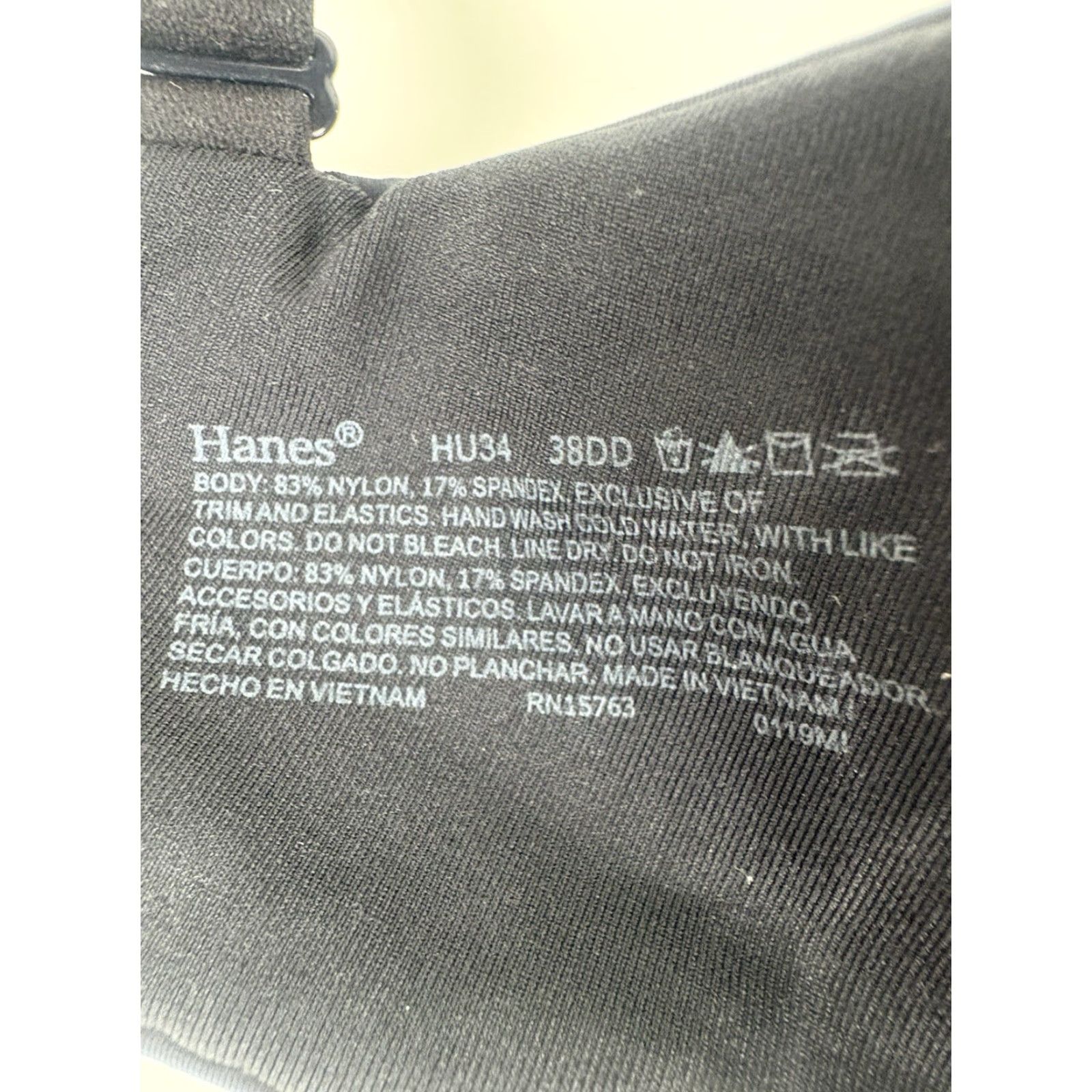 Hanes Hanes Lightly Padded T-Shirt Bra Womens 38DD Black Opaque Underwire Size ONE SIZE - 5 Thumbnail