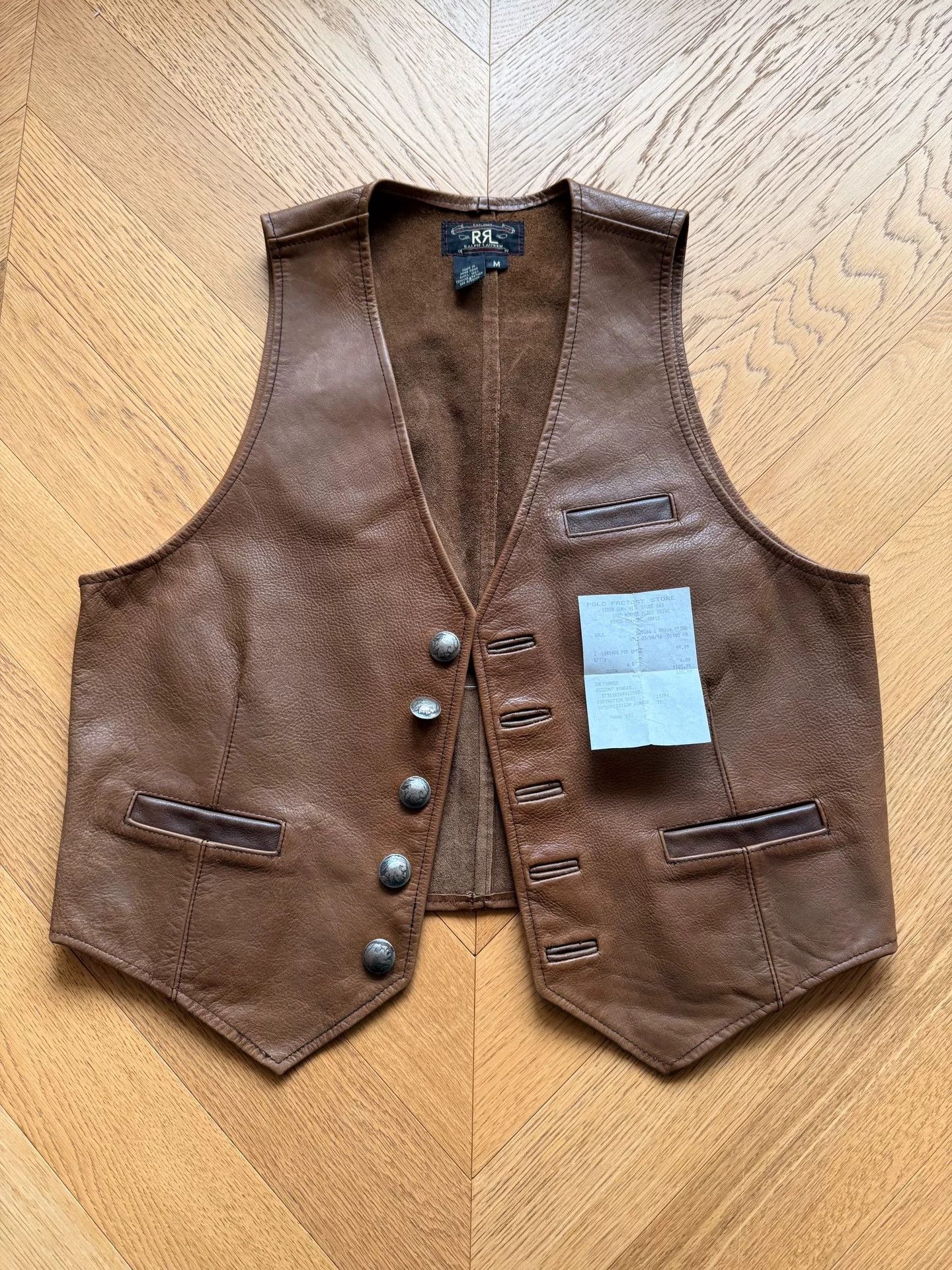 RRL Ralph Lauren RRL Vintage Brown Leather Vest for Men Size US M / EU 48-50 / 2 - 1 Thumbnail
