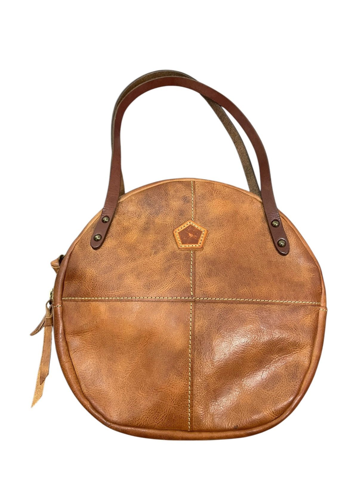 Comme des Garcons × Stussy Full Leather Patina Ain Soph Circle Hand Bag 1🟩2 Size ONE SIZE - 4 Thumbnail