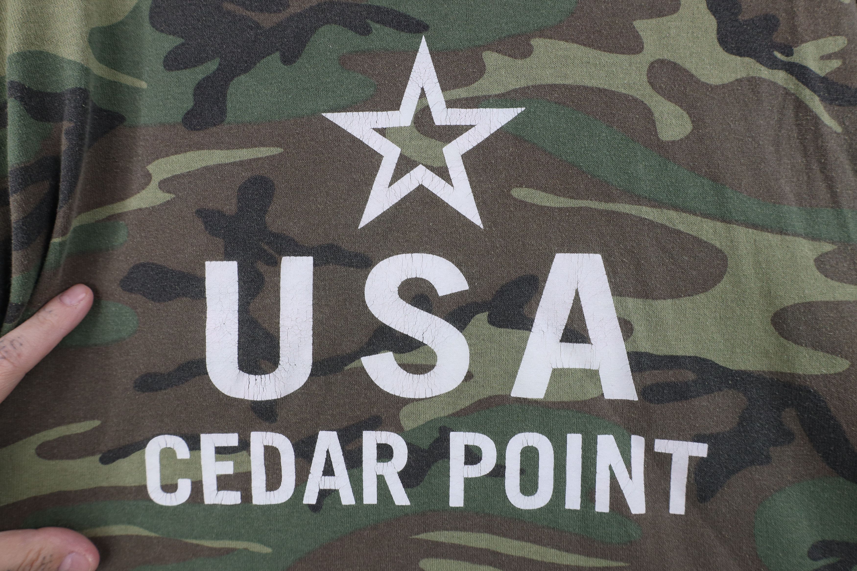 Vintage Vintage 90s Cedar Point Amusement Park Camouflage T-Shirt Size US XL / EU 56 / 4 - 4 Thumbnail