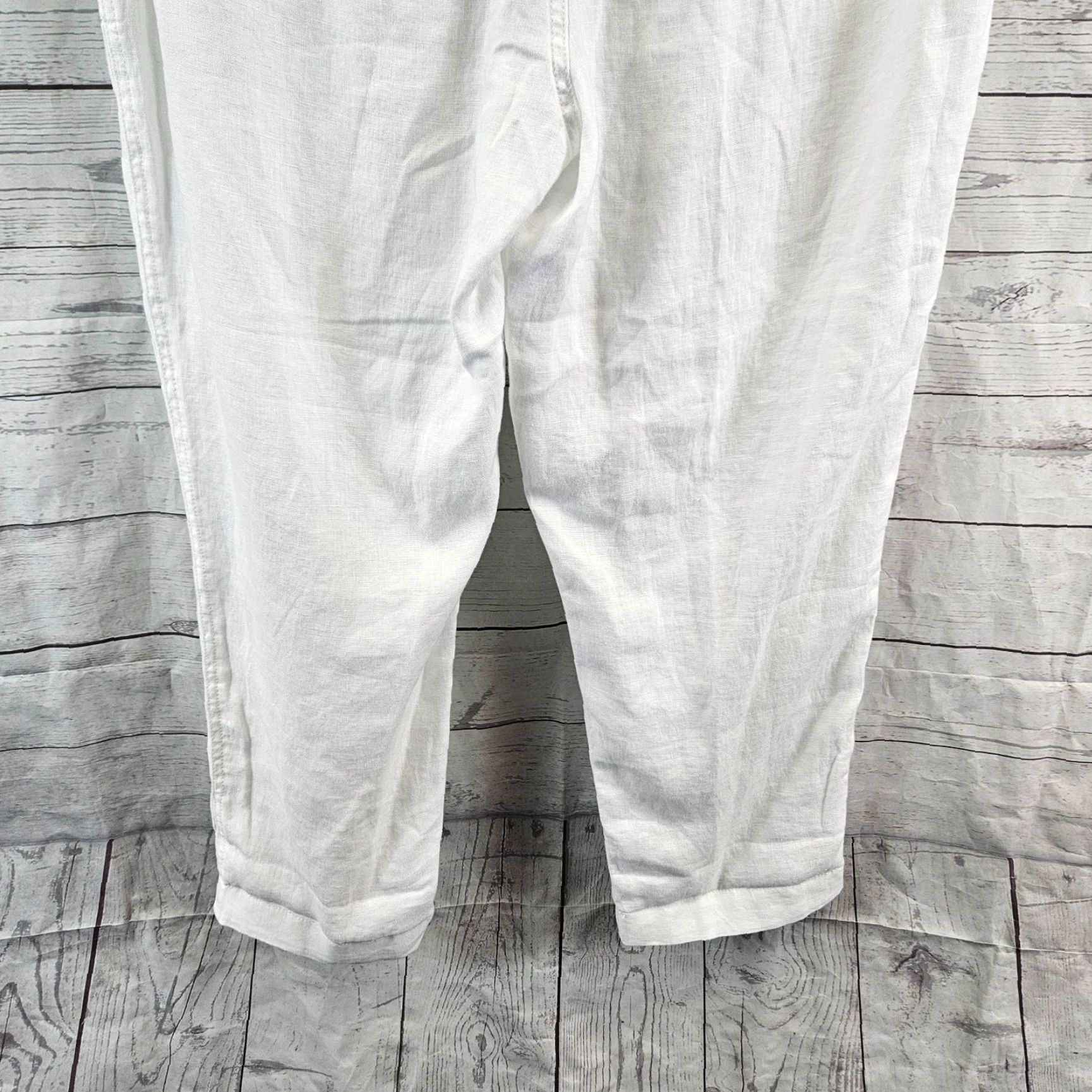 Ralph Lauren Lauren Ralph Lauren Womens Linen Cropped Pants Sz 14 White High Rise Belted Size 36" / US 14 / IT 50 - 5 Thumbnail