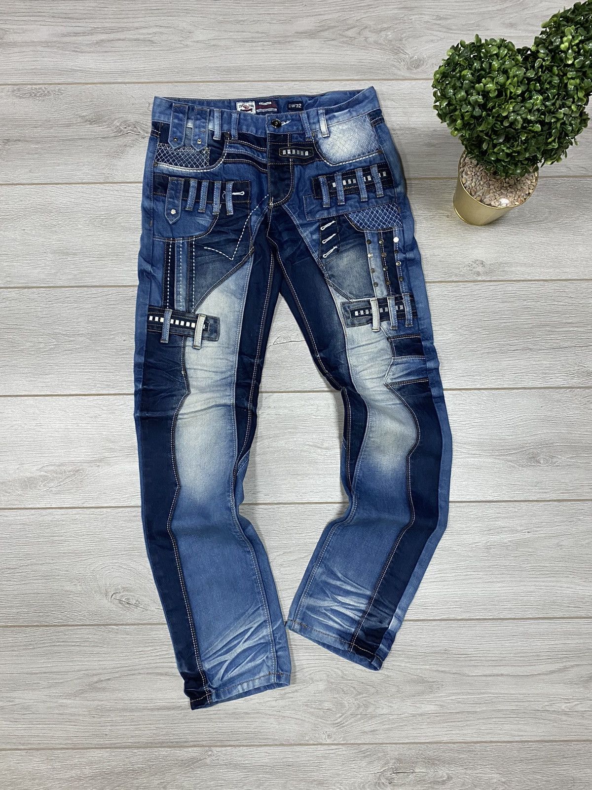 Vintage Jeans dirty Pants patch faded crashed denim y2k distressed Size US 32 / EU 48 - 1 Thumbnail