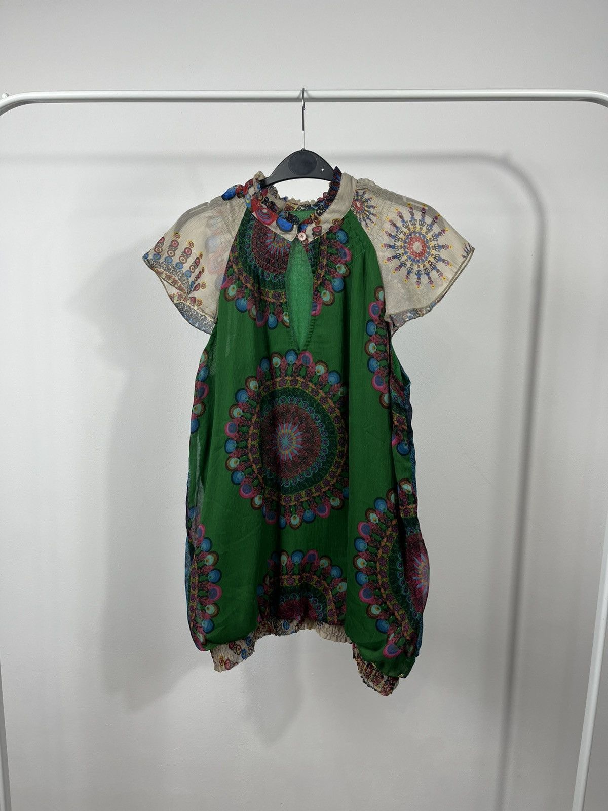 Desigual Desigual multicolor boho mini dress green abstract print L Size L / US 10 / IT 46 - 1 Thumbnail