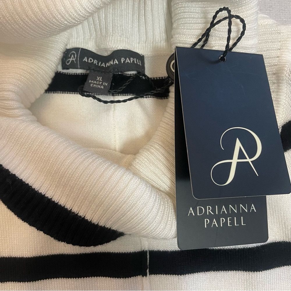 Adrianna Papell NWT New $89 Adrianna Papell White Black Stripe Turtleneck S Size XL / US 12-14 / IT 48-50 - 6 Thumbnail