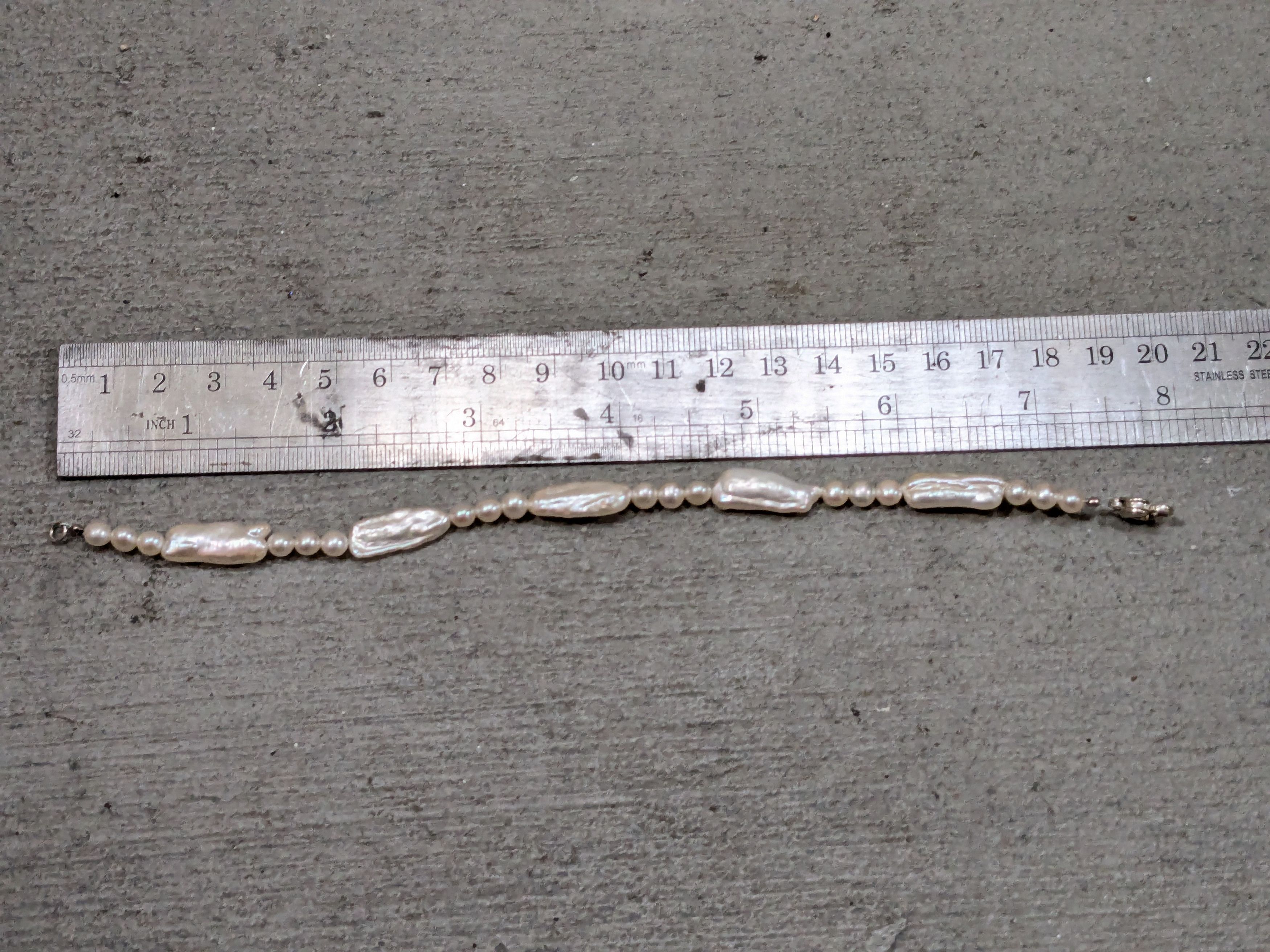 Jewelry Sterling Silver Bracelet Baroque Pearl Link Chain 8" Modern Size ONE SIZE - 11 Thumbnail