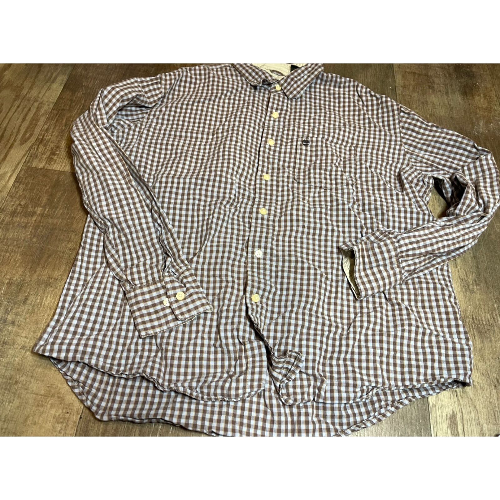 Timberland Timberland Button-Down Shirt Mens XL Plaid Long Sleeve Brown Size US XL / EU 56 / 4 - 2 Thumbnail