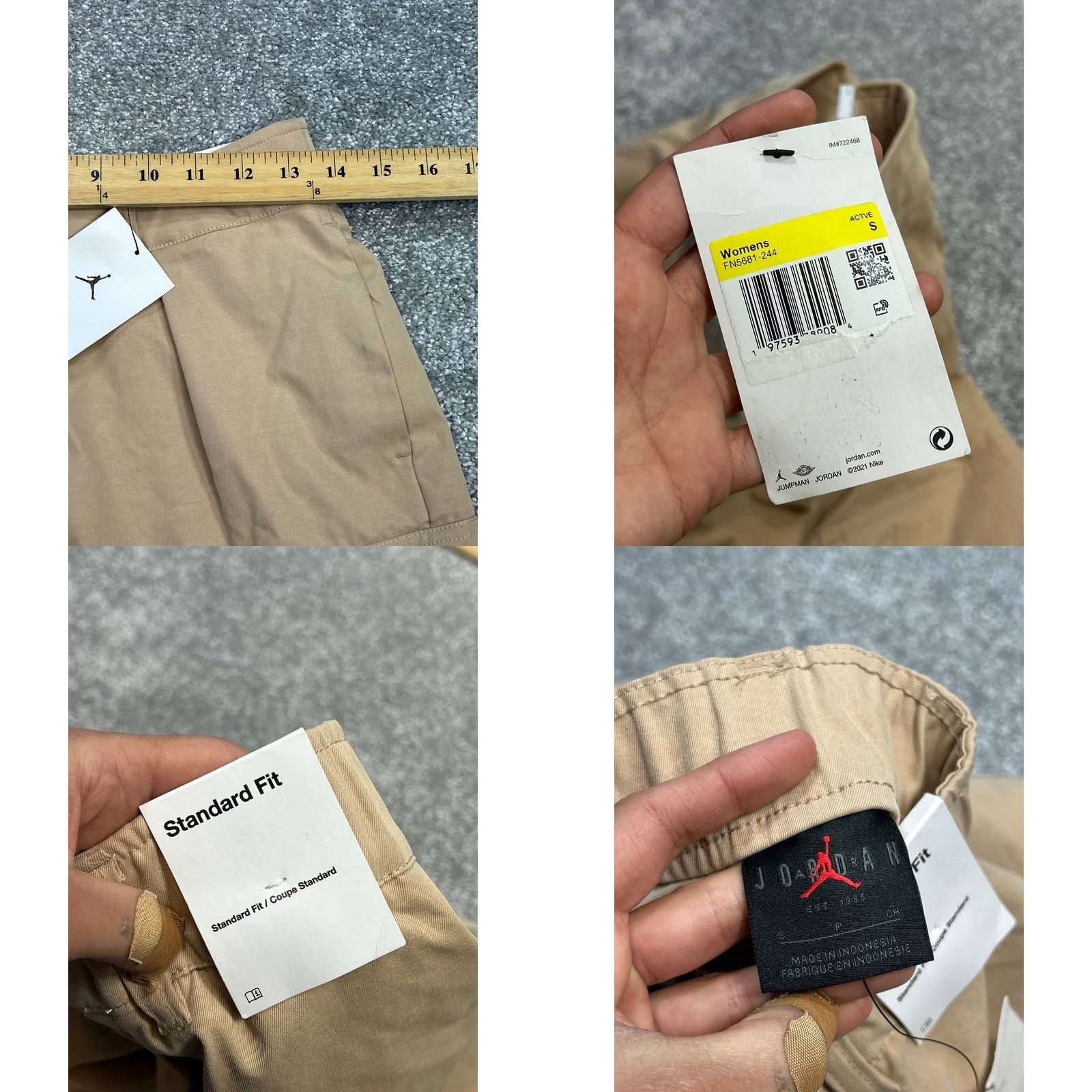 Jordan Brand Air Jordan Cargo Shorts Womens Small Beige Regular Fit Flight Jumpman Logo Shorts Size 28" / US 6 / IT 42 - 8 Thumbnail