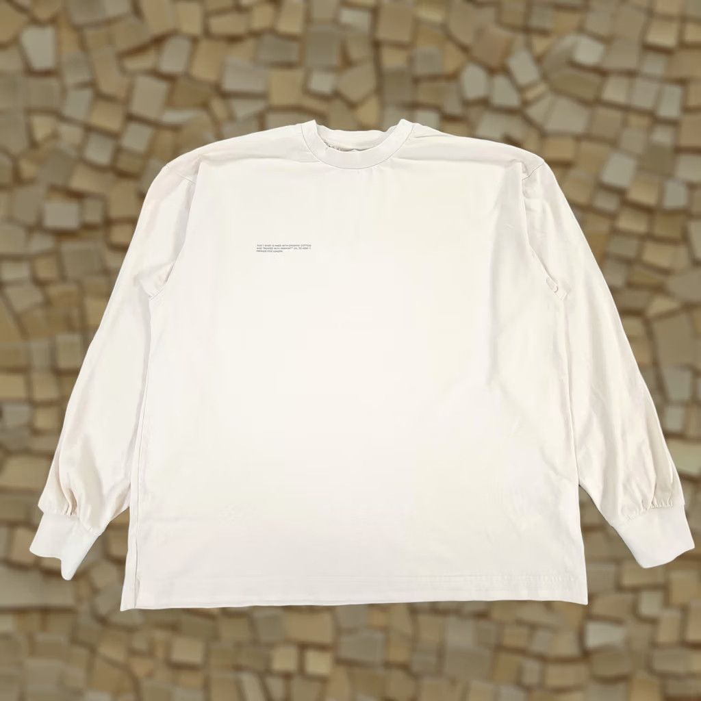 Pangaia Pangaia T-Shirt Mens Small Beige Cotton Crew Neck Long Sleeve Jersey Shirt Mini Boxy Fit Size US S / EU 44-46 / 1 - 1 Thumbnail