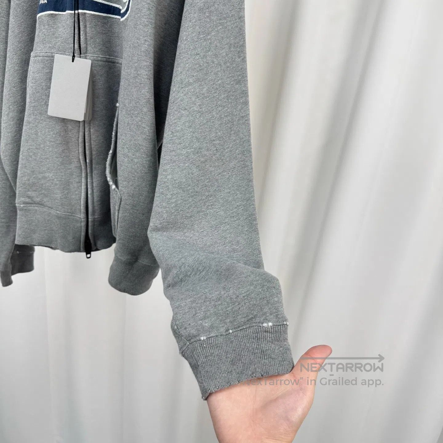 Balenciaga Balenciaga 25 Runway Grey Patch Letter Fur Collar Jacket| Size US XS / EU 42 / 0 - 5 Thumbnail
