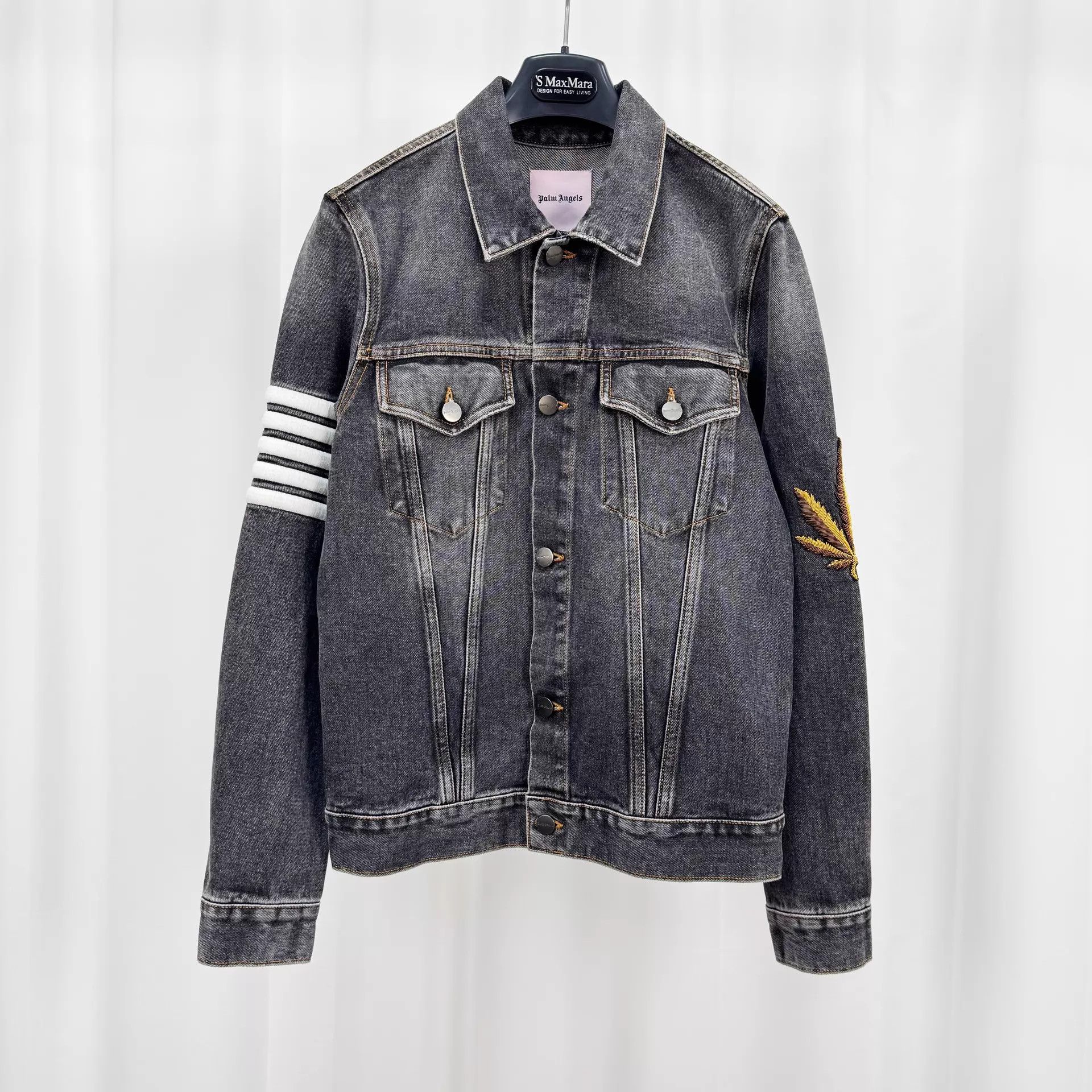 Palm Angels Palm Angels Logo Print Denim Jacket S 99 New Size S / US 4 / IT 40 - 1 Thumbnail