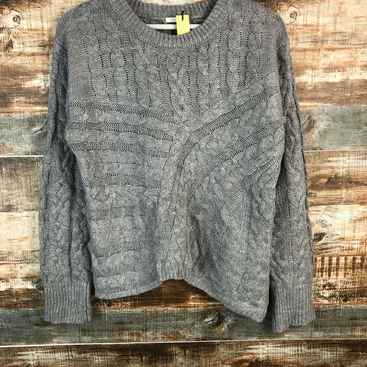 GU × Homespun Knitwear GU japan Grey cable Knitwear #A1787 Size L / US 10 / IT 46 - 3 Thumbnail