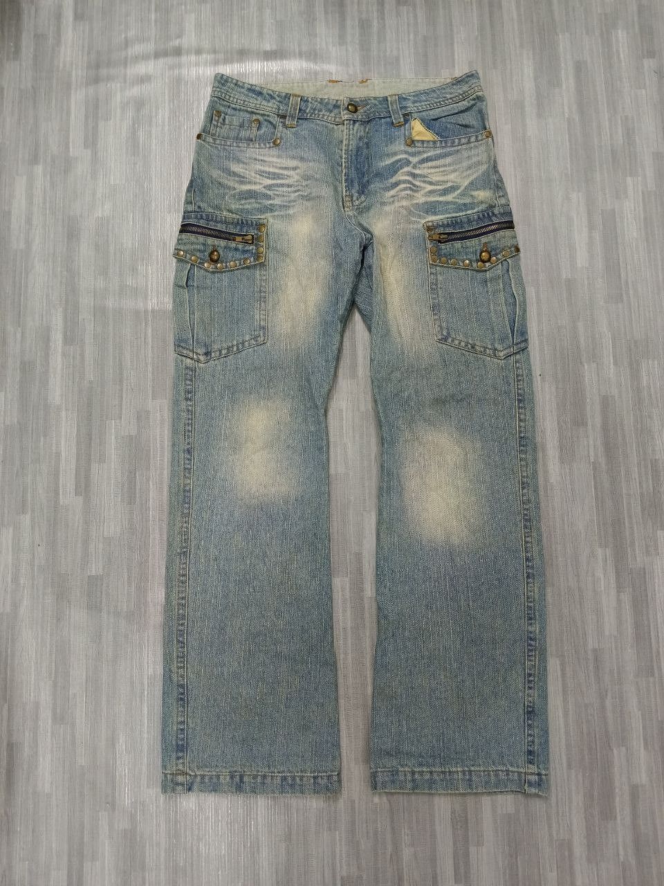 Japanese Brand FLARE🔥BUDDHAHOOD CARGO DENIM PANTS Size US 30 / EU 46 - 2 Thumbnail