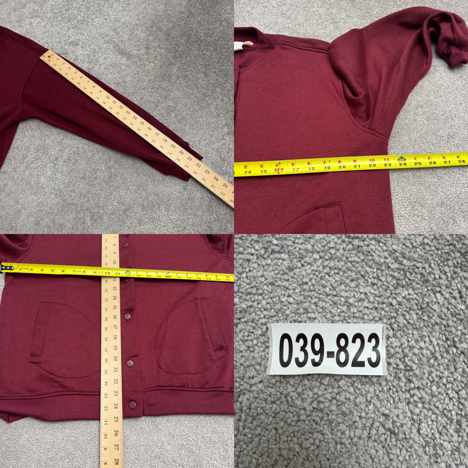 Tudor VINTAGE Tudor Court Sweatshirt - Red 90s Retro Cardigan Womens Large L - Casual All Seasons Pockets Easy Care Knit Sweatshirt Size L / US 10 / IT 46 - 8 Thumbnail