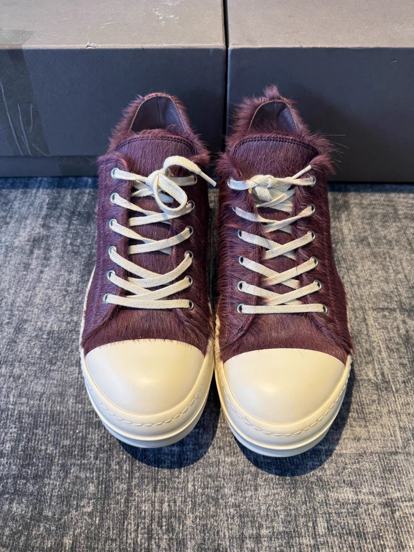 Rick Owens Rick Owens Purple Pony Hair Low Top Sneakers Size US 9 / EU 42 - 2 Thumbnail
