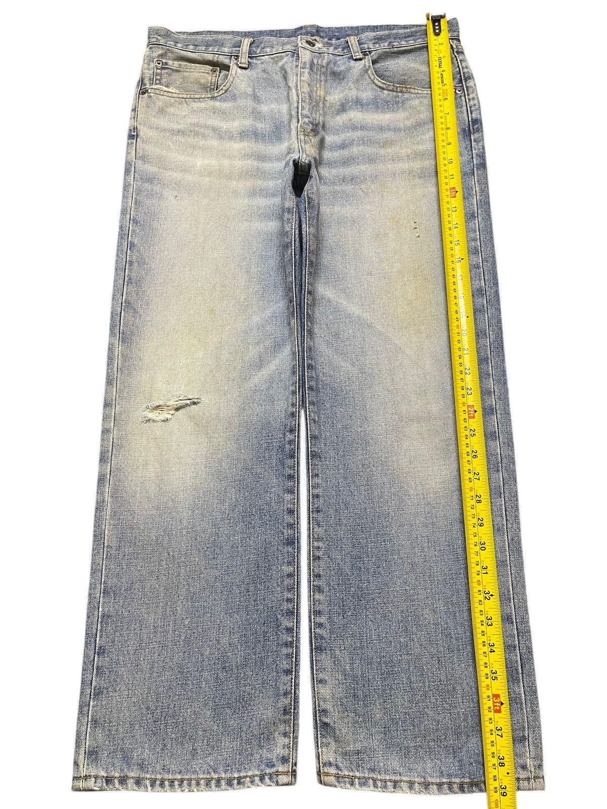 Uniqlo Vintage Uniqlo Blue Mud Wash Faded Distress Whiskers Baggy Size US 36 / EU 52 - 12 Thumbnail