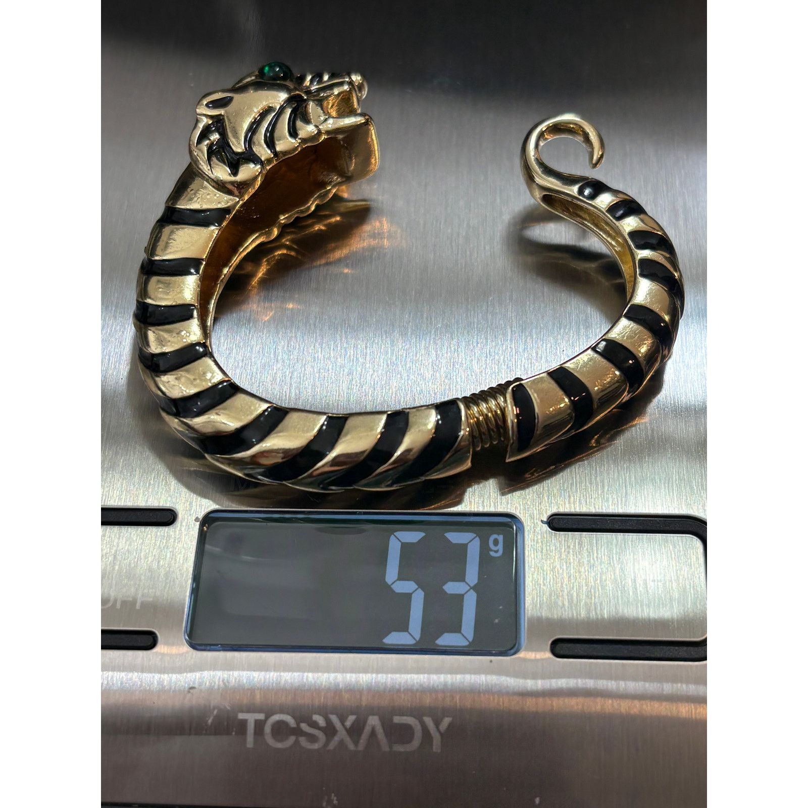 Kenneth Jay Lane Vintage Robert Jay Lane Tiger Head Cuff Bracelet size 5.5” Size ONE SIZE - 8 Thumbnail