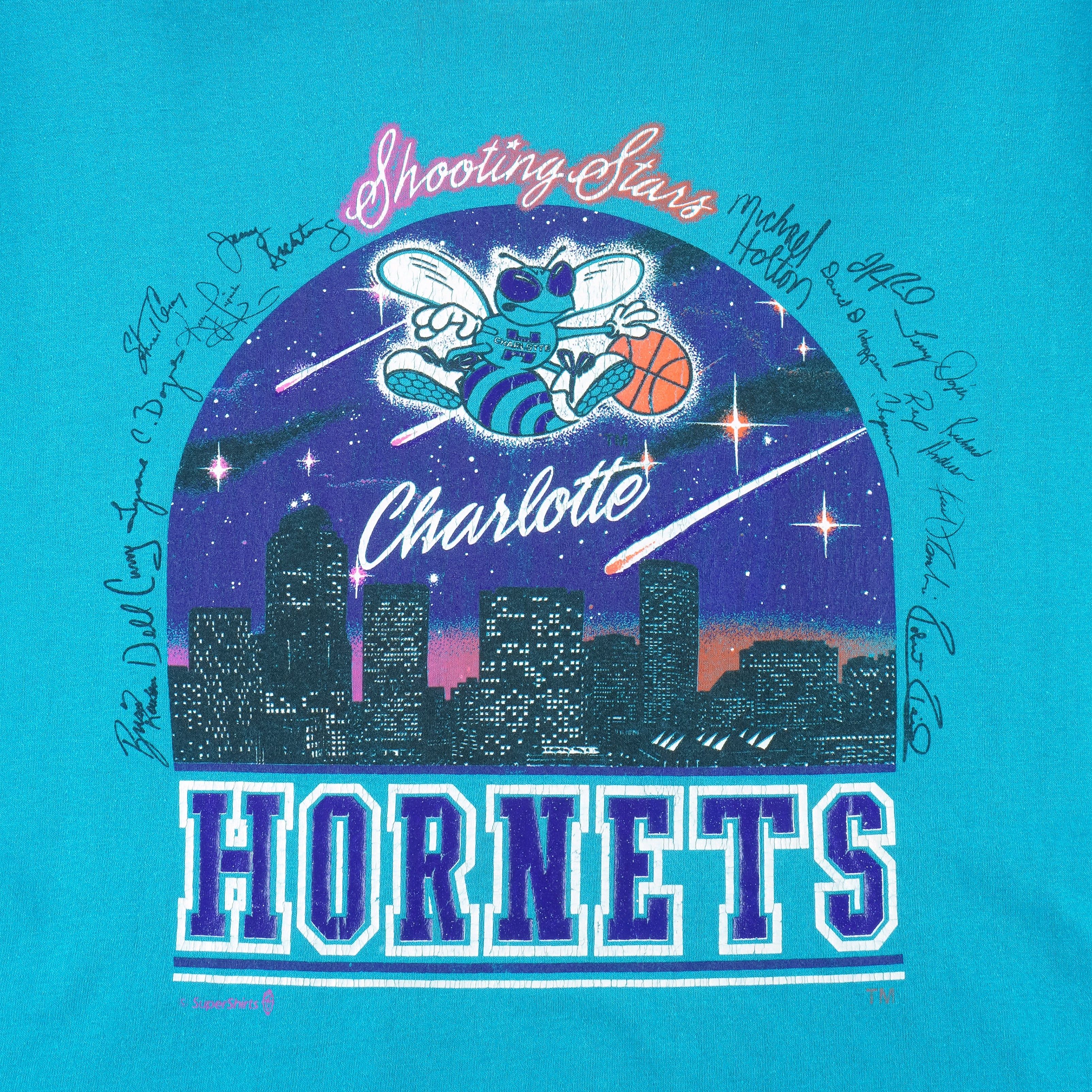 NBA Charlotte Hornets Shooting Stars T-Shirt 1990s Size US L / EU 52-54 / 3 - 3 Thumbnail