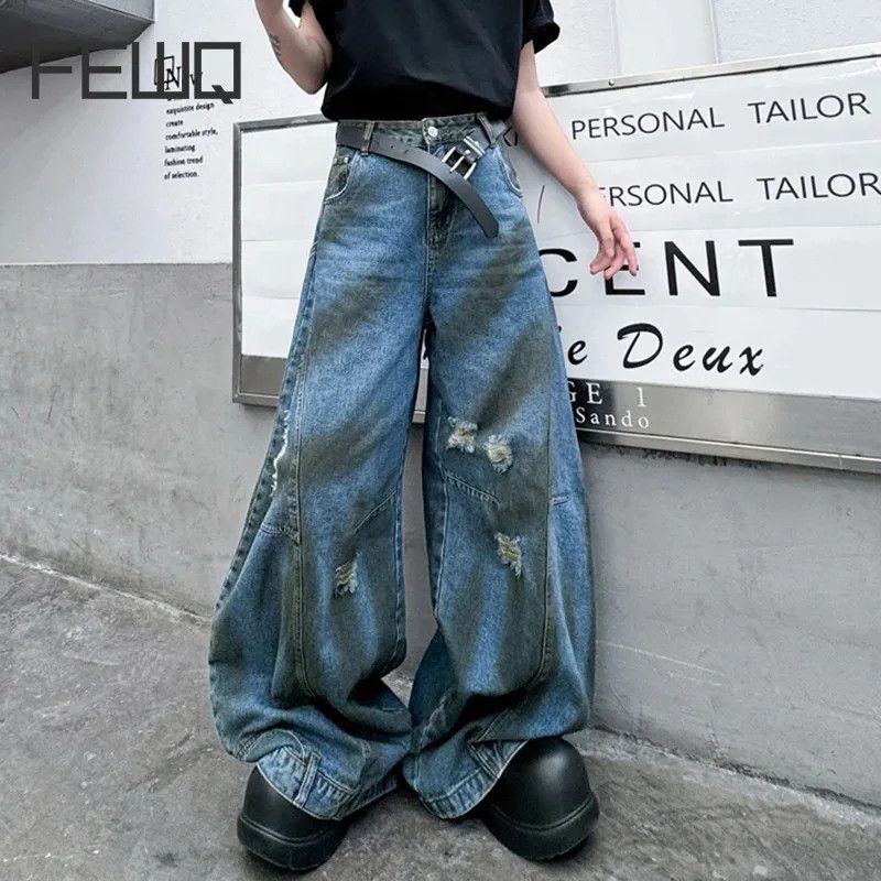 Japanese Brand × Jean × Vintage Flip Design Wide Leg Dirty Jeans Size US 29 - 2 Thumbnail