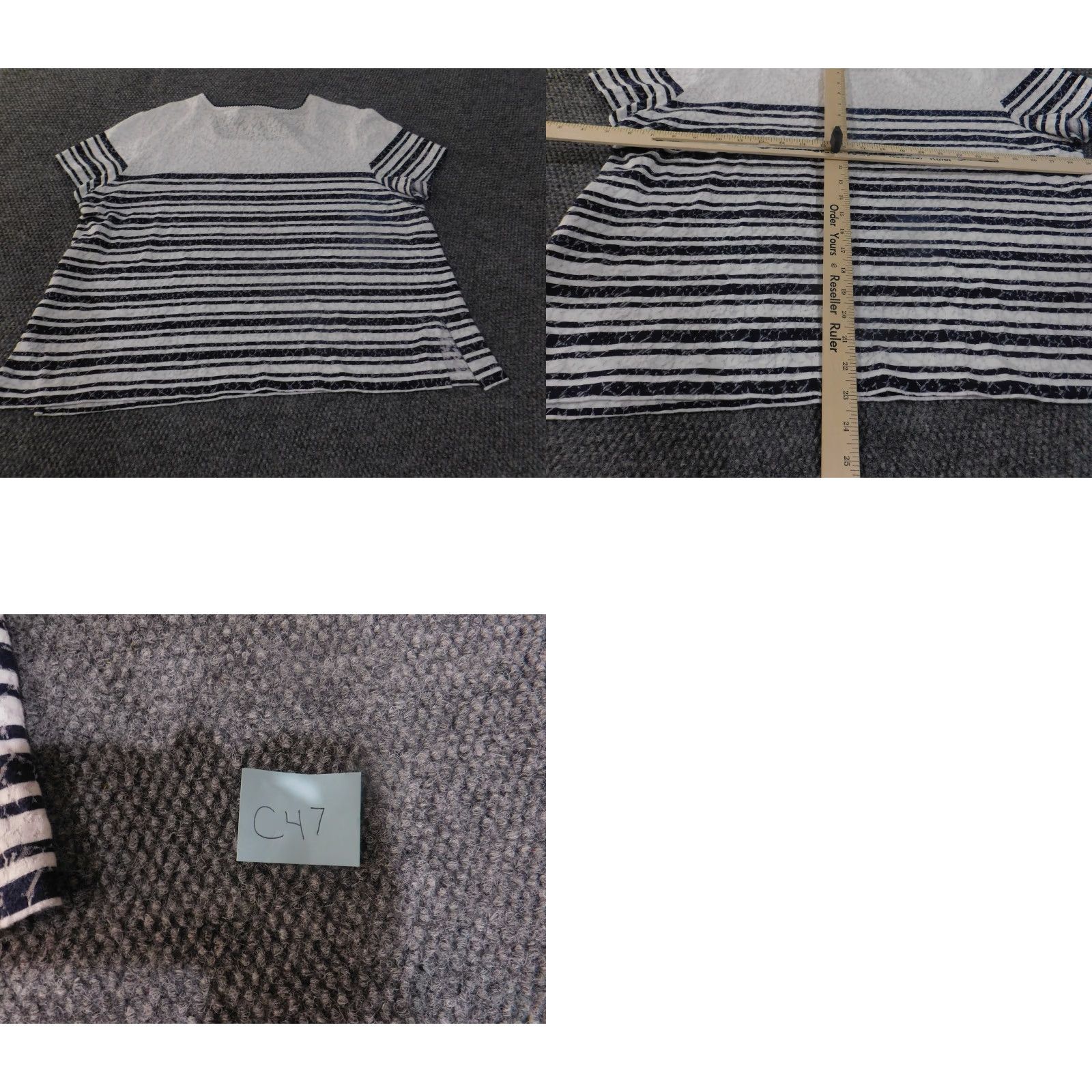Vintage Alfred Dunner Shirt Womens 2XL Striped Lace Floral Short Sleeve Top Plus Size Blue Navy Size XXL / US 16-18 / IT 52-54 - 8 Thumbnail