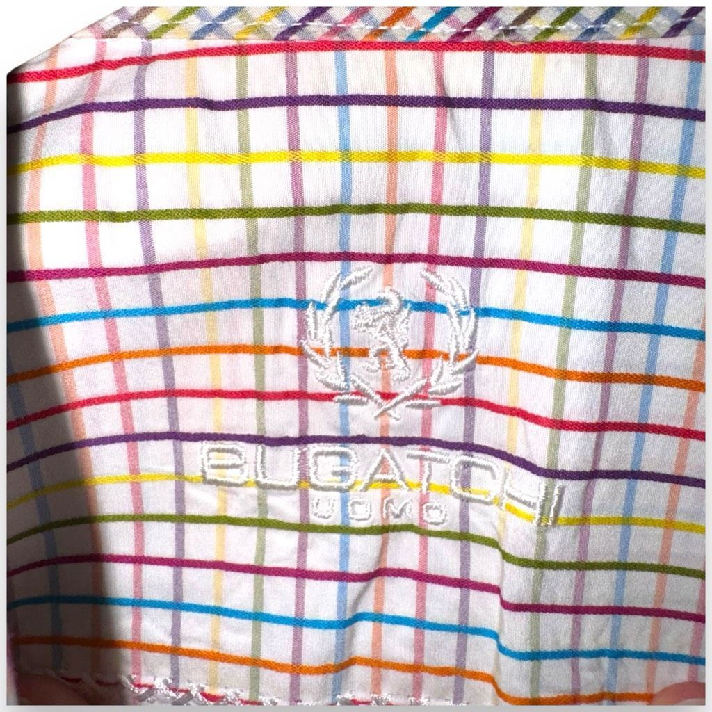 BUGATCHI Bugatchi Uomo Technicolor Check Shaped-Fit Dress Shirt 15 M Size US M / EU 48-50 / 2 - 7 Thumbnail