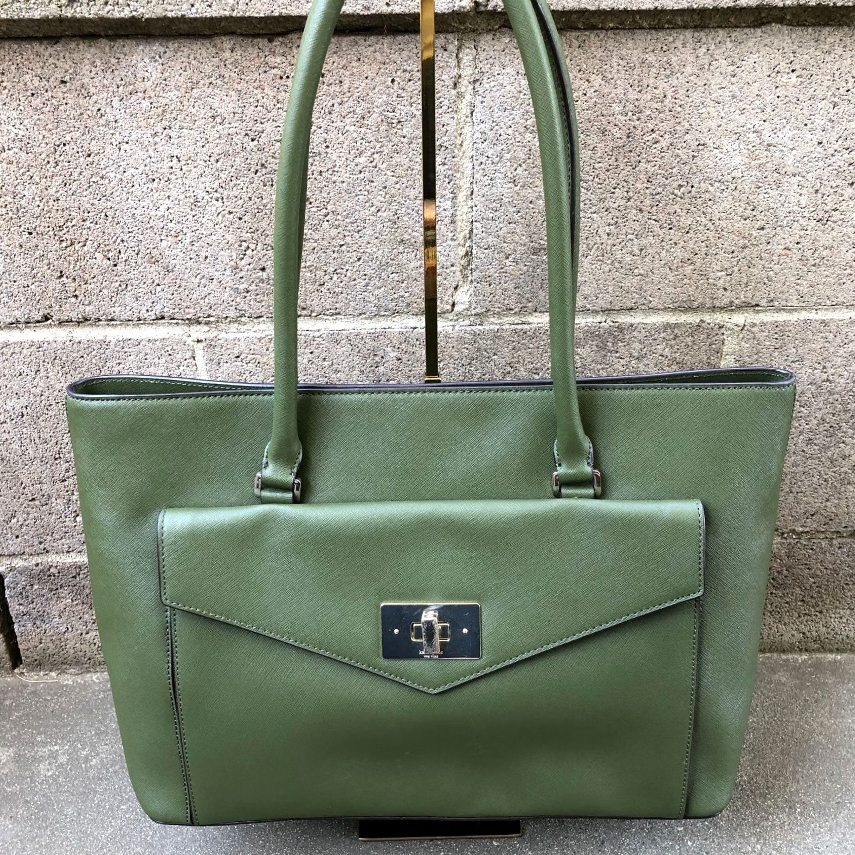 Vintage kate spade new york Sapling Tote Shoulder Bag Purse Green Leather Size ONE SIZE - 2 Thumbnail