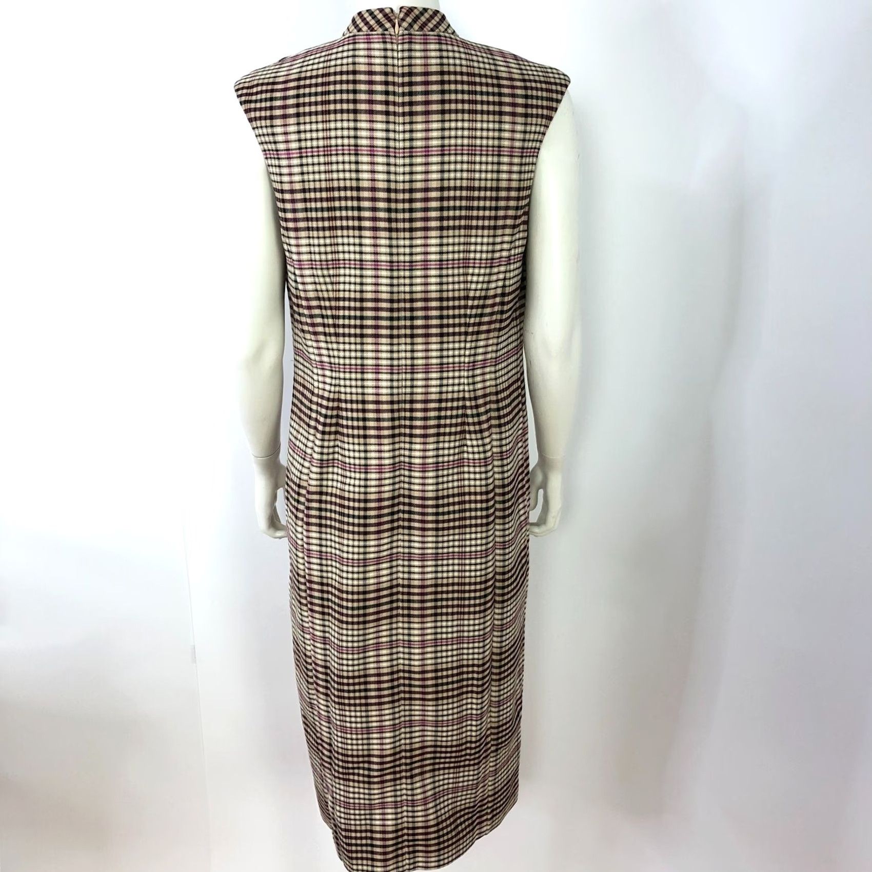 Vintage Ann Taylor Dress Pencil Beige Mock Neck Midi 6 Women Sleeveless Plaid Casual Vintage Not Applicable Size M / US 6-8 / IT 42-44 - 3 Thumbnail