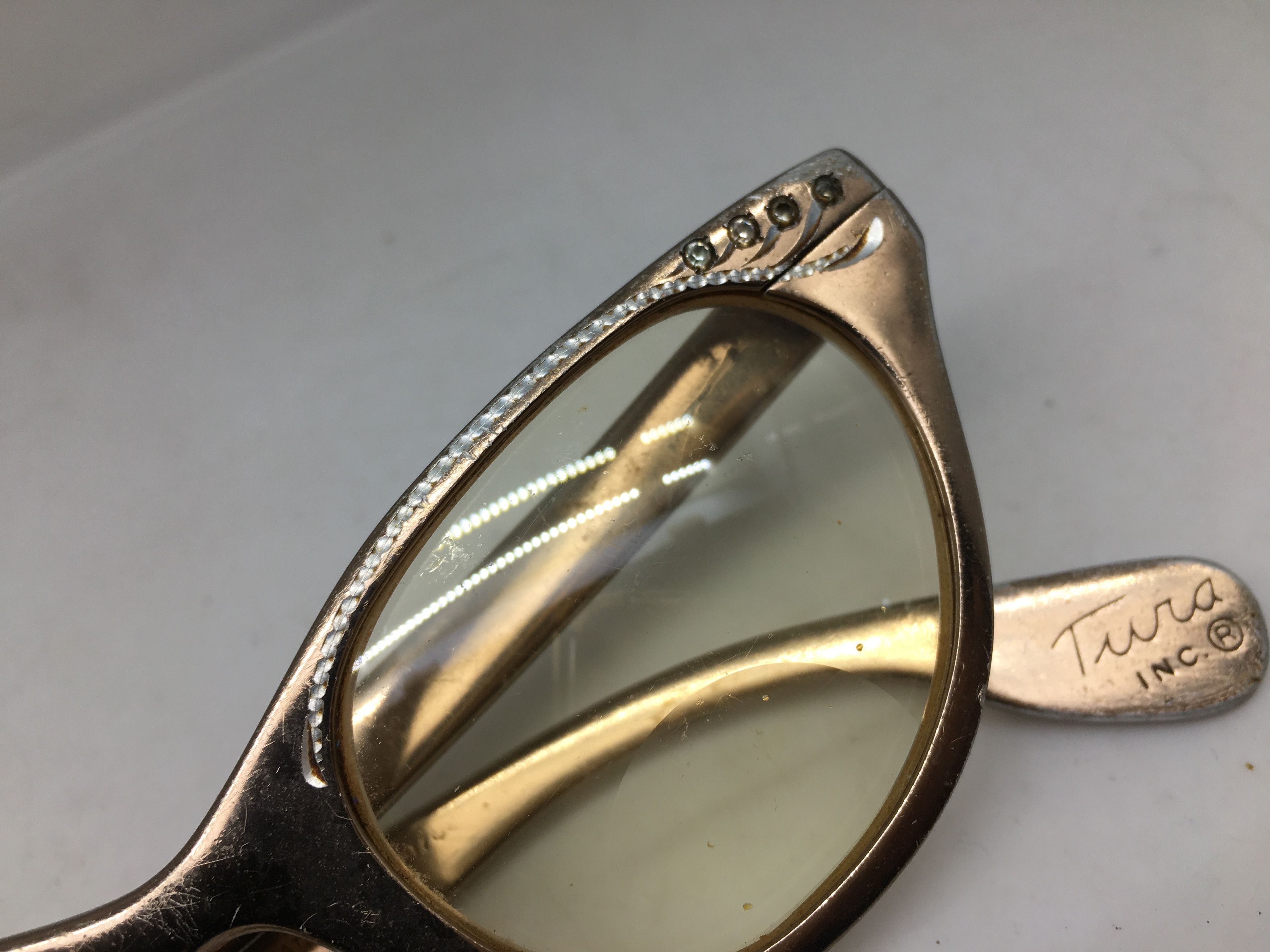 Vintage Vintage 50s TURA Woman Aluminum Brown Cateye Eyeglasses Size ONE SIZE - 11 Thumbnail