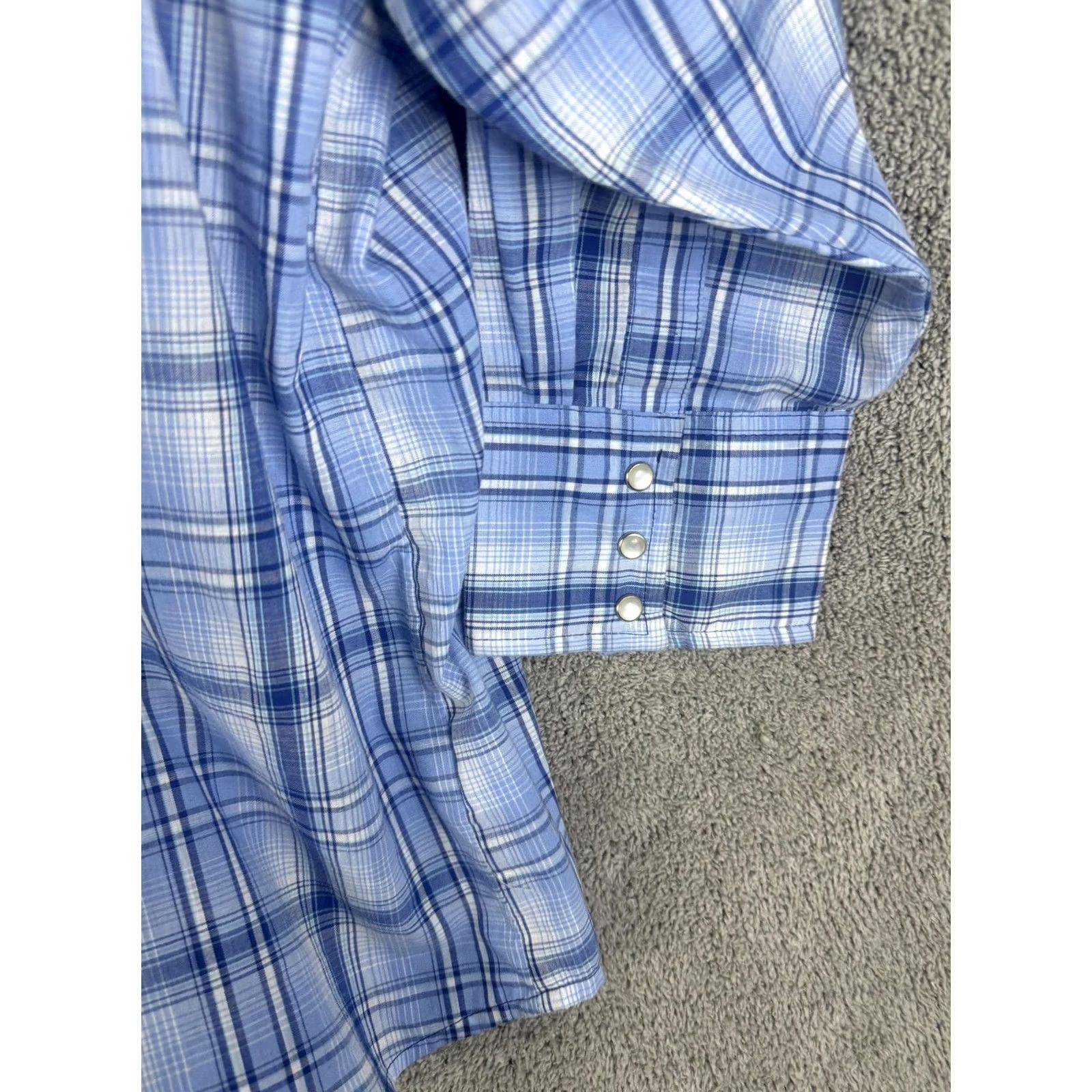 Wrangler VINTAGE Wrangler Western Shirt Mens 3XL Blue Plaid Pearl Snap Long Sleeve Cowboy Size US XXL / EU 58 / 5 - 2 Thumbnail